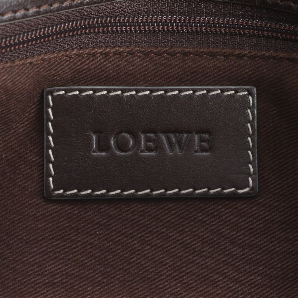 Loewe Brown Ivory Leather Coated Canvas Handbag Shoulder Bag (Pre-Owned)