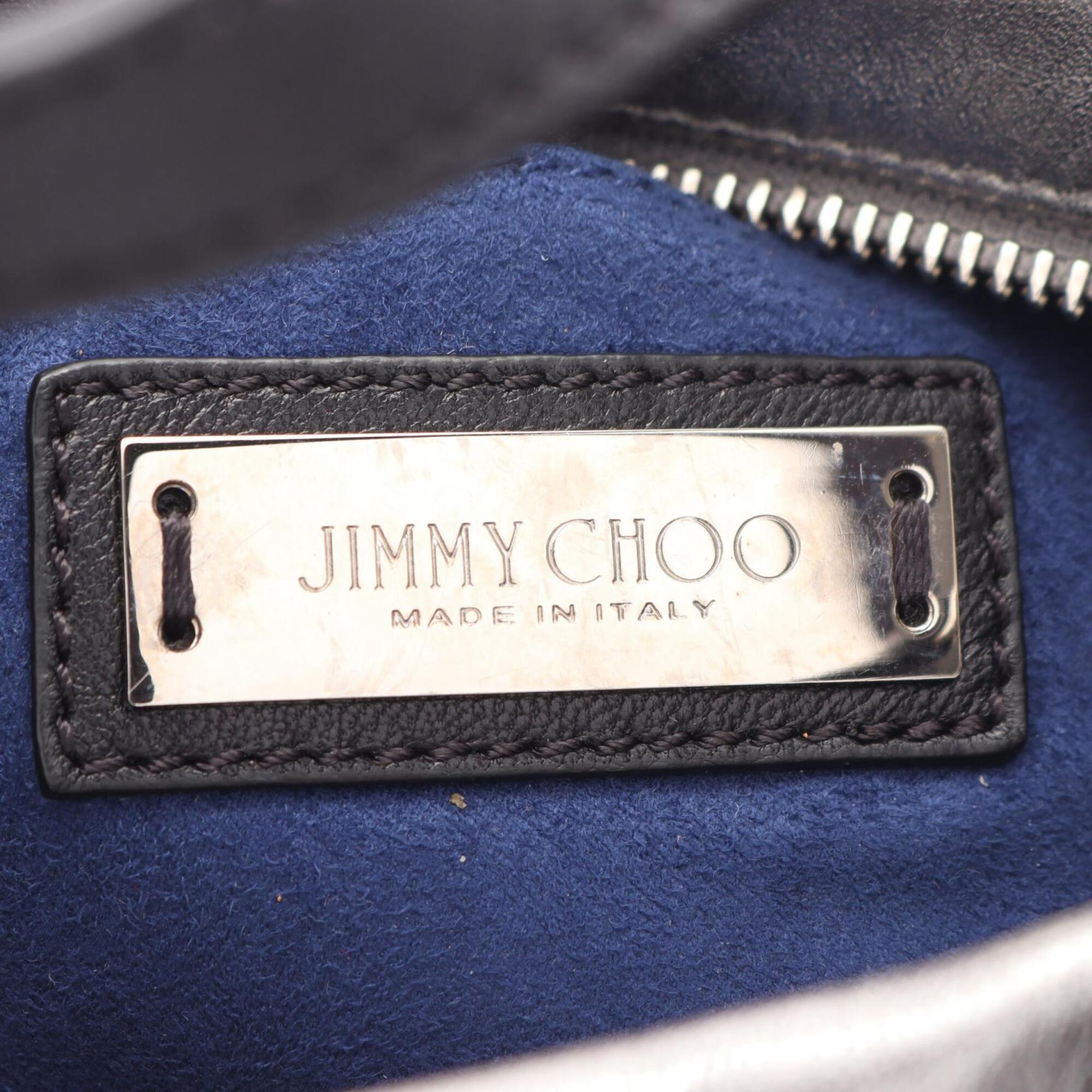 Jimmy Choo Black Silver Leather Handbag (Pre-Owned)