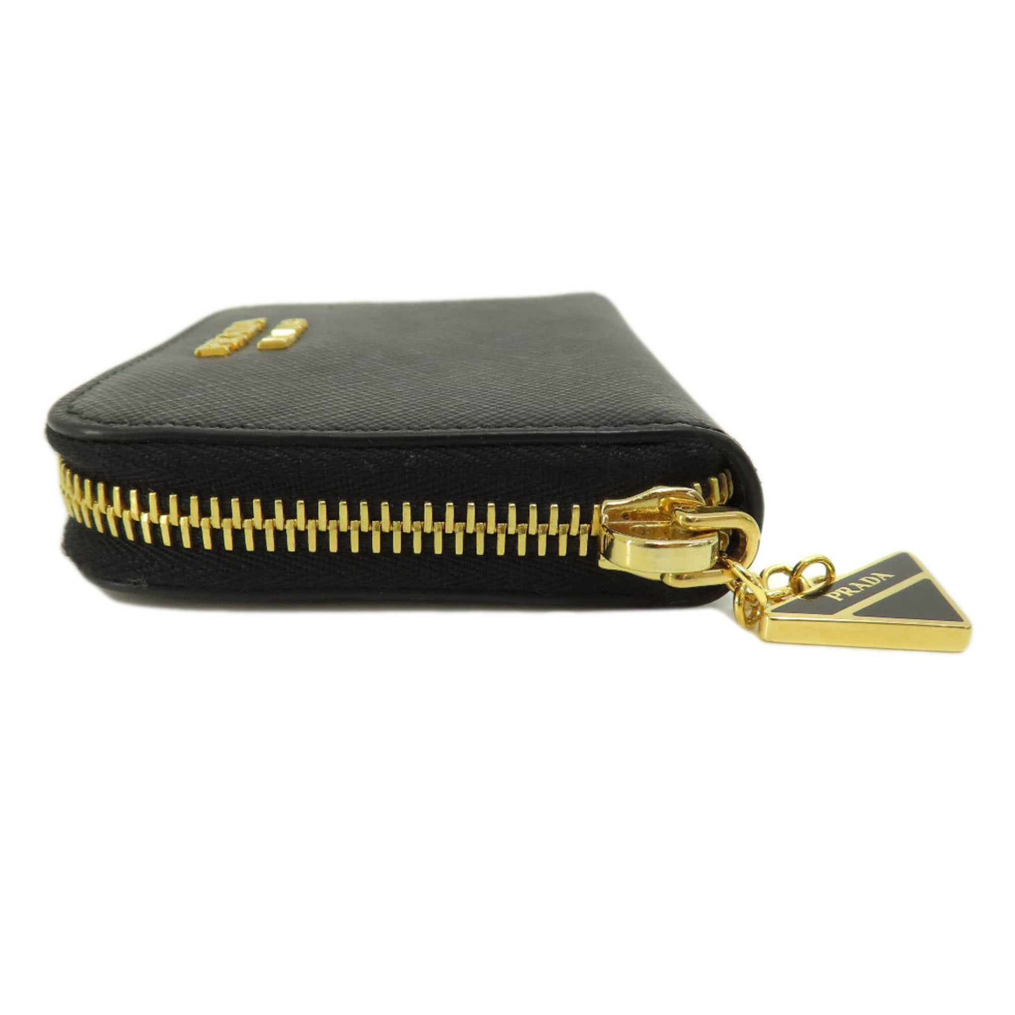 Prada Saffiano Black Leather Coin Purse/Coin Case (Pre-Owned)