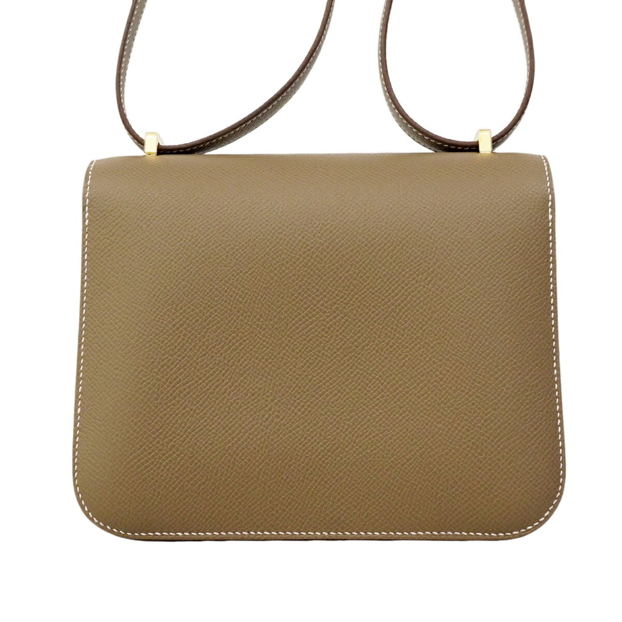 Hermes Etoupe Gray Leather Shoulder Bag (Pre-Owned)