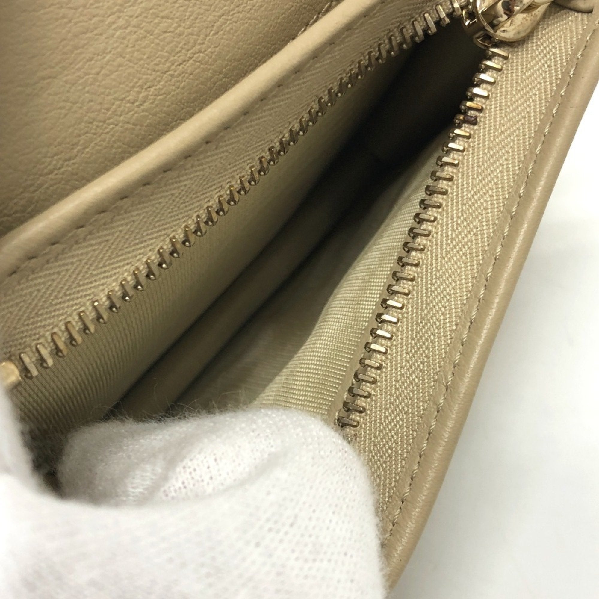 Christian Dior Beige Leather Wallet (Bi-Fold) (Pre-Owned)