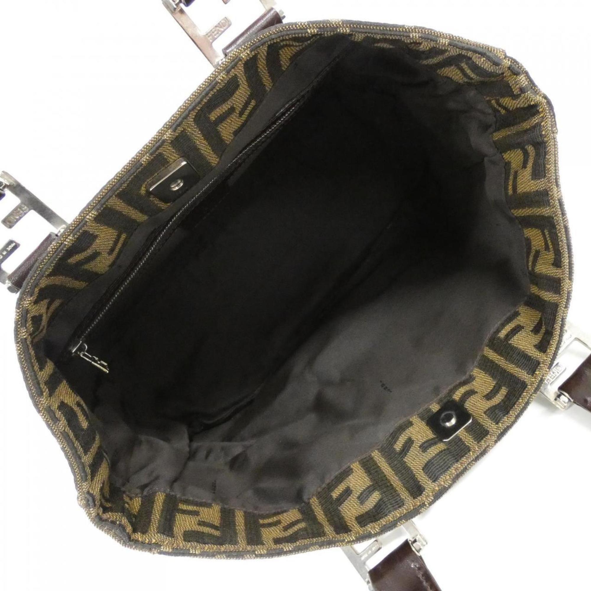 Fendi Silver Canvas Handbag (Pre-Owned)