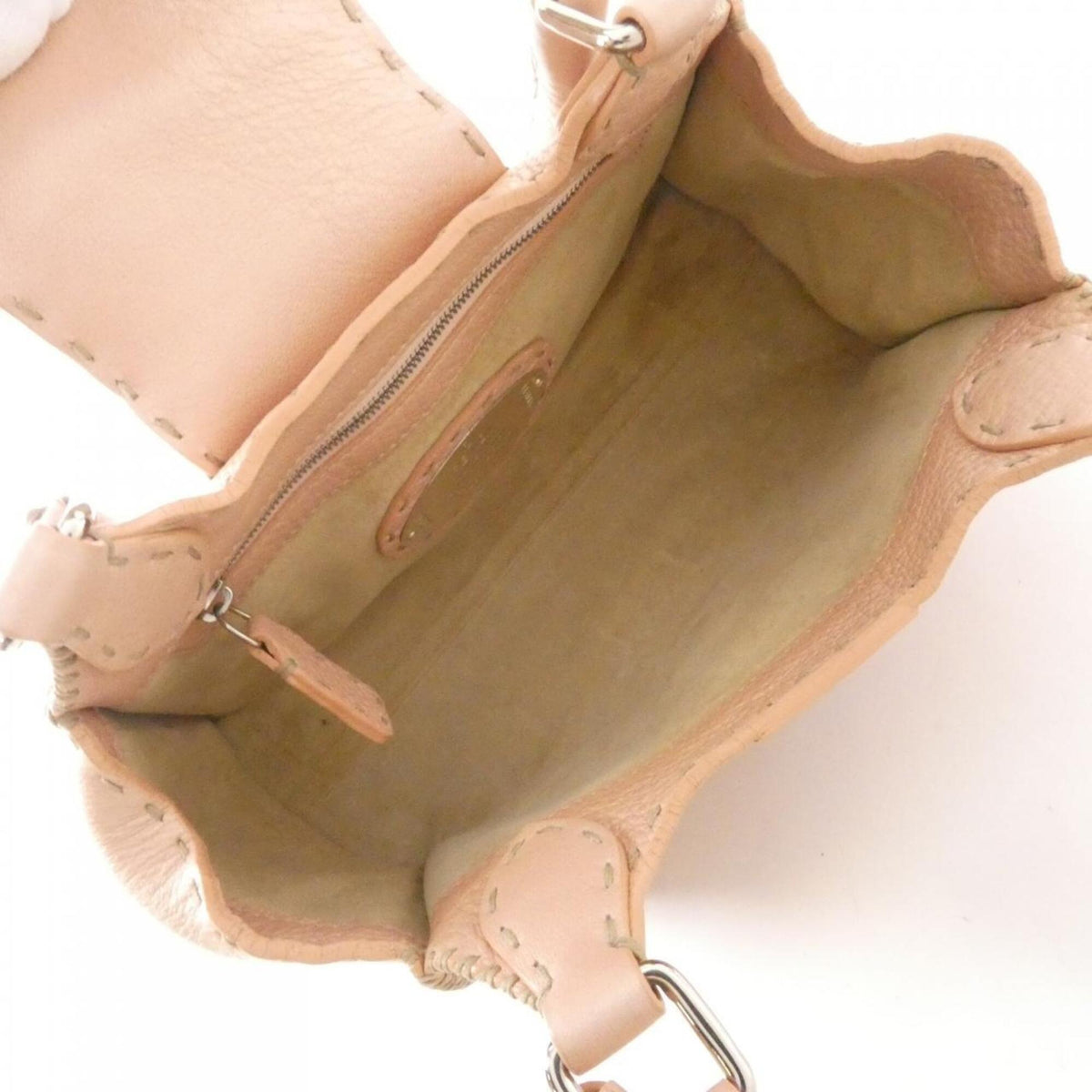 Fendi Beige Beige Pink Leather Shoulder Bag (Pre-Owned)