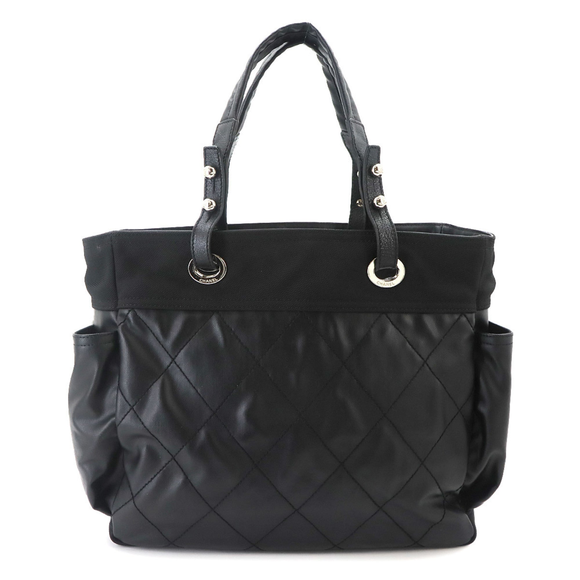 Chanel Black Nylon Pvc Leather Handbag Tote Bag (Pre-Owned)