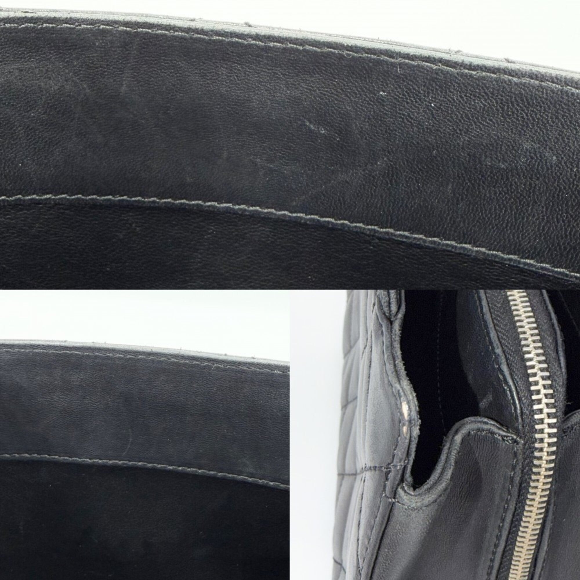 Chanel Matelasse Black Leather Handbag Tote Bag (Pre-Owned)