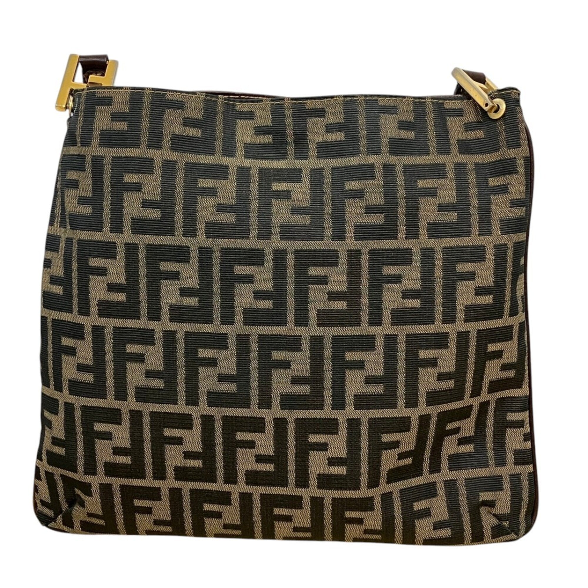 Fendi Zucca Brown Canvas Leather Shoulder Bag (Pre-Owned)