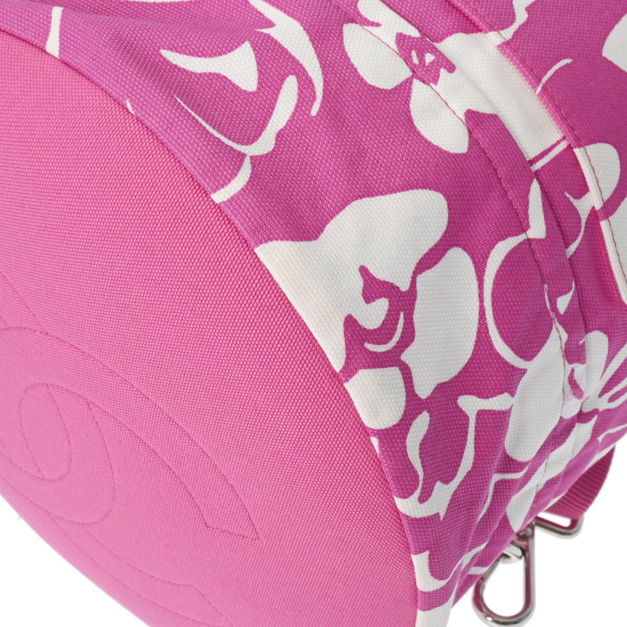 Chanel Pink White Canvas Shoulder Bag (Pre-Owned)
