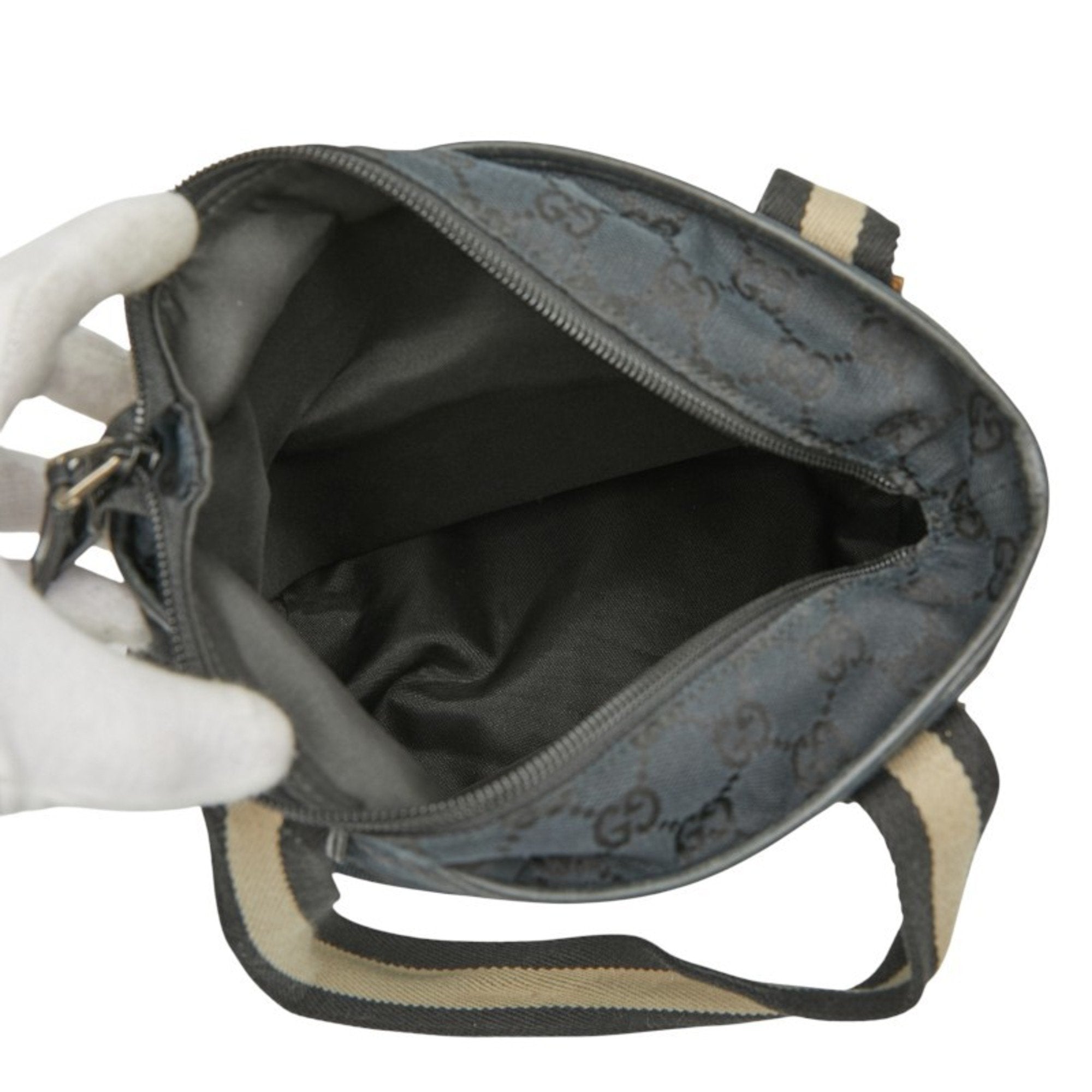 Gucci Black Canvas Leather Handbag (Pre-Owned)