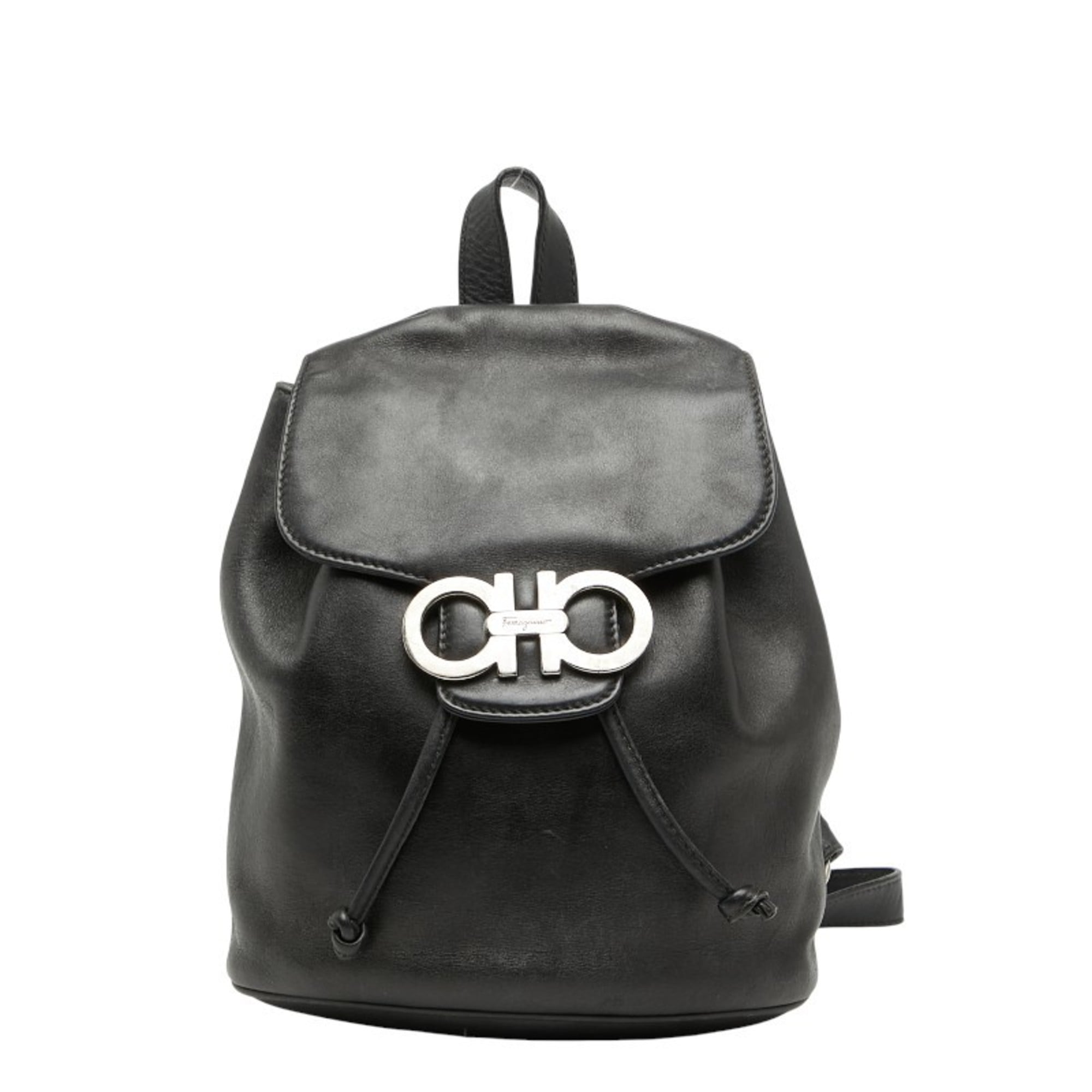 Salvatore Ferragamo Gancini Black Leather Backpack (Pre-Owned)
