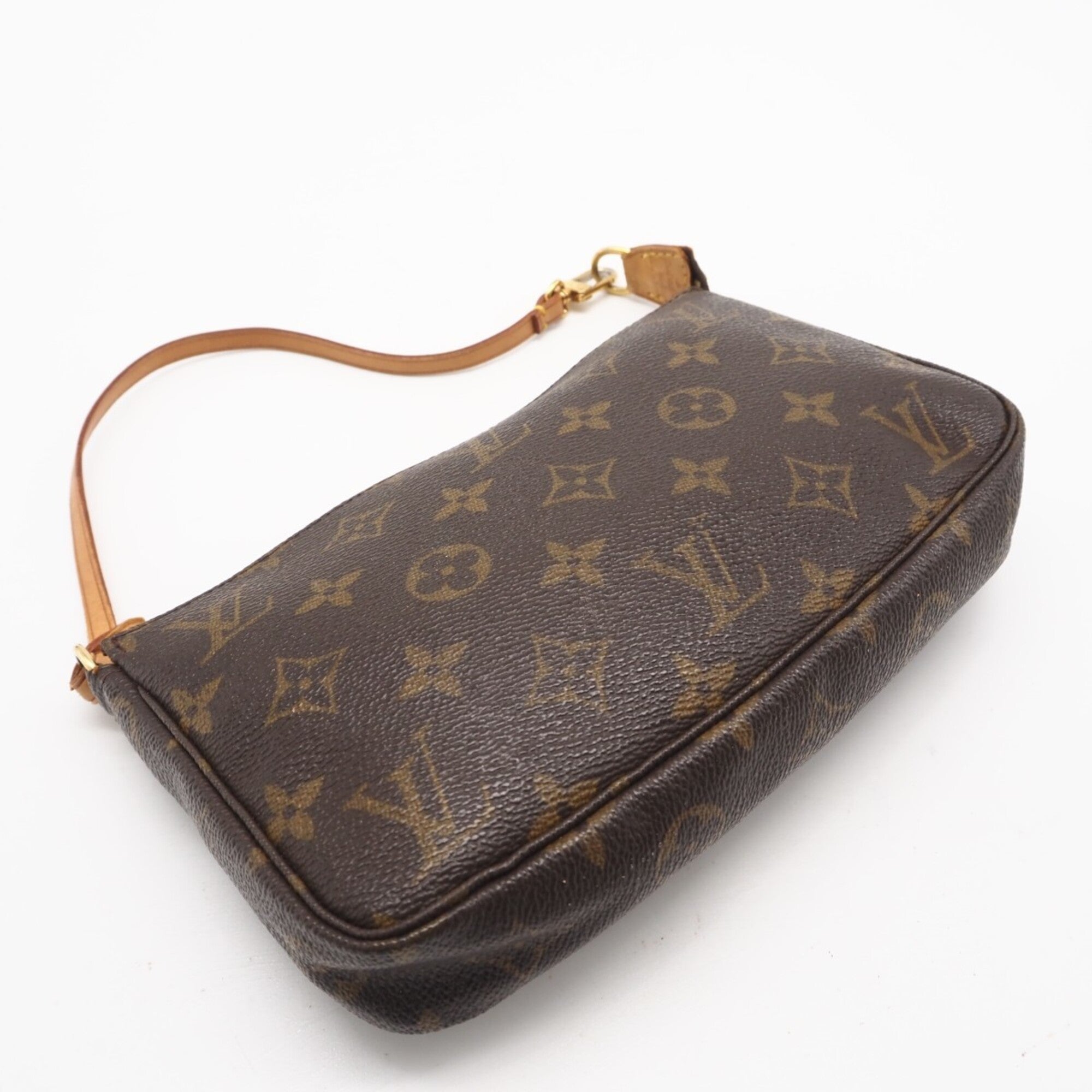 Louis Vuitton Brown Coated Canvas Leather Pochette Pouch (Pre-Owned)