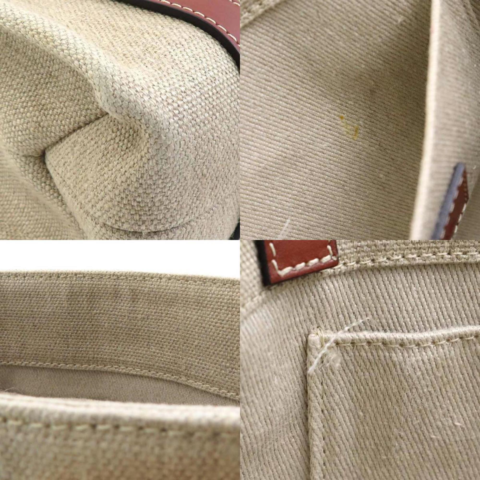 Chloé Beige Brown Canvas Leather Handbag Shoulder Bag (Pre-Owned)