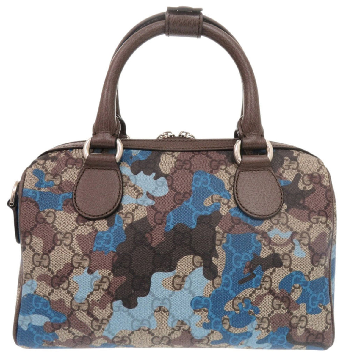 Gucci Blue Brown Pvc Leather Handbag Shoulder Bag (Pre-Owned)
