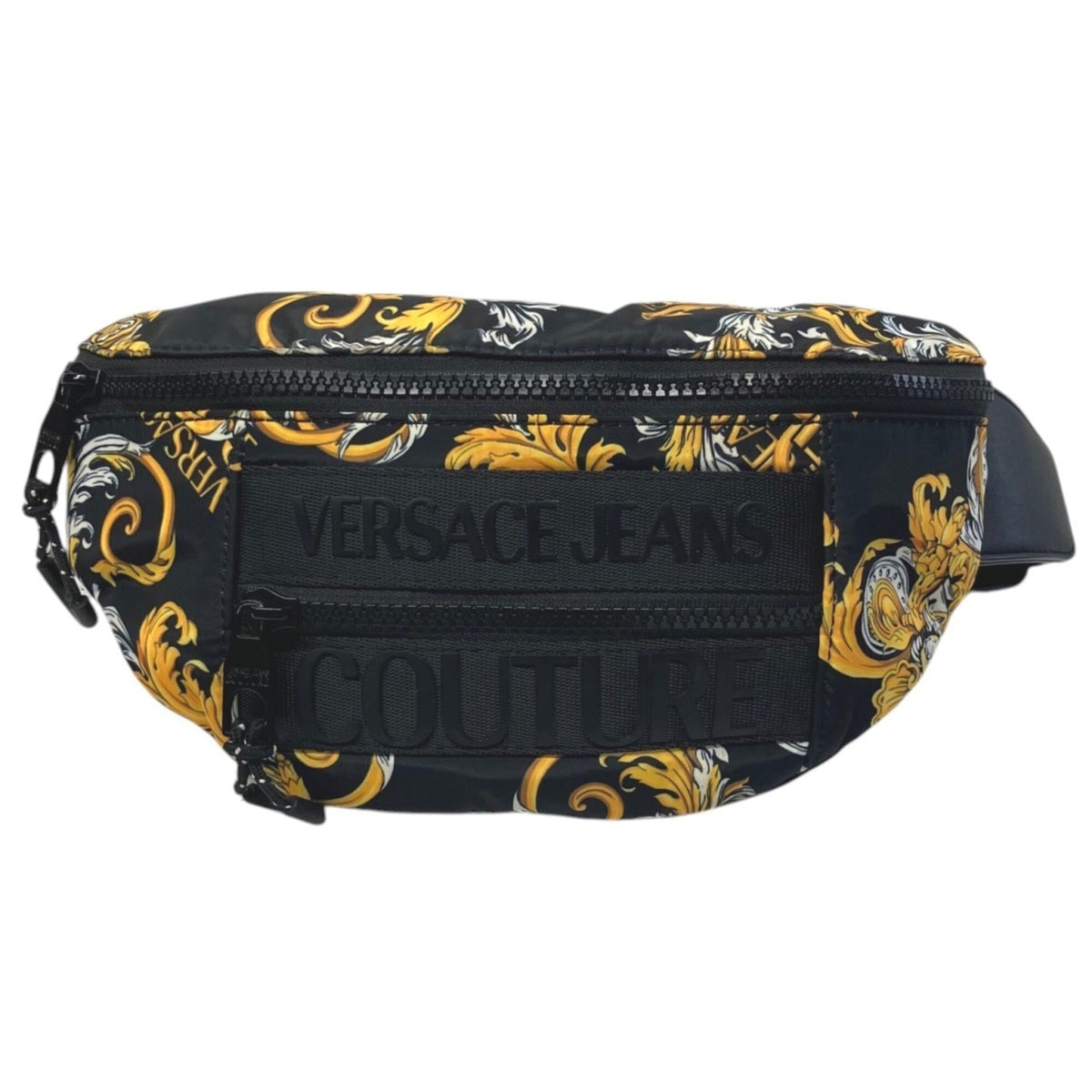 Versace Black Yellow Nylon Fanny Pack Sling Bag (Pre-Owned)