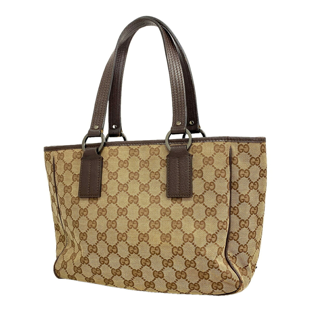 Gucci Beige Brown Canvas Handbag (Pre-Owned)