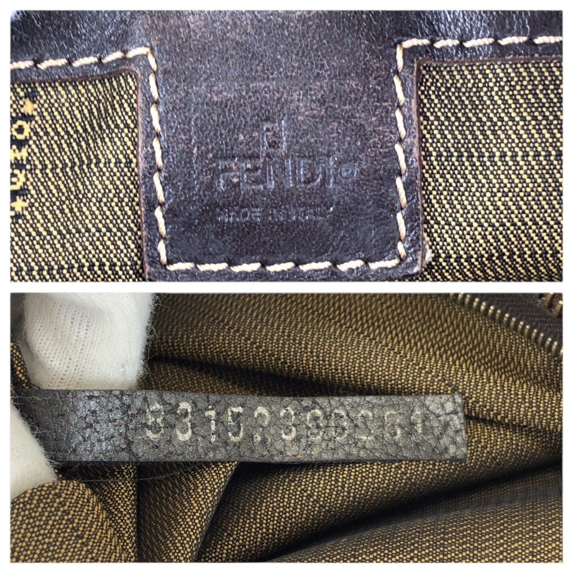Fendi Dark Brown Canvas Messenger Bag Shoulder Bag (Pre-Owned)