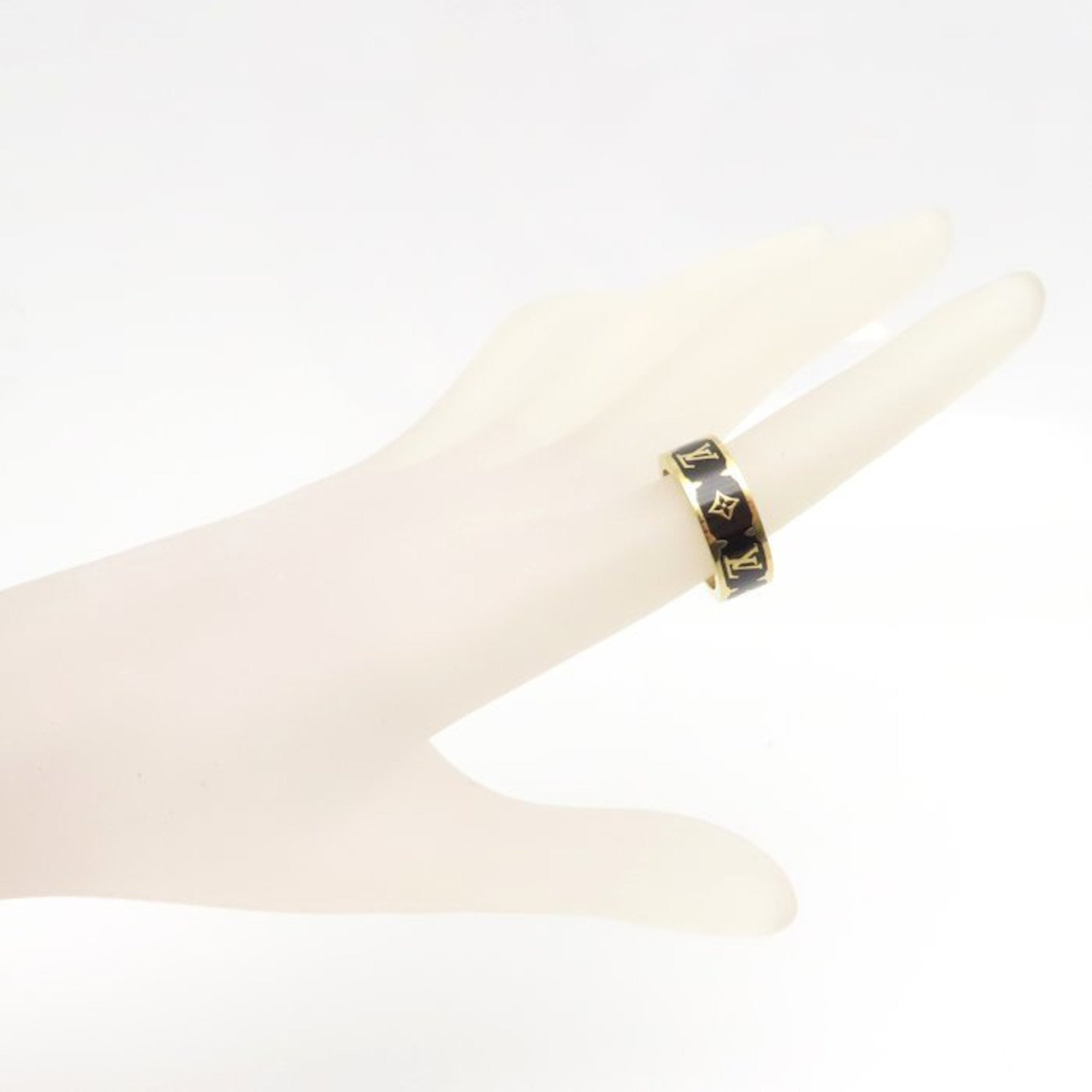Louis Vuitton Gold Black Gold Plating Band Ring (Pre-Owned)