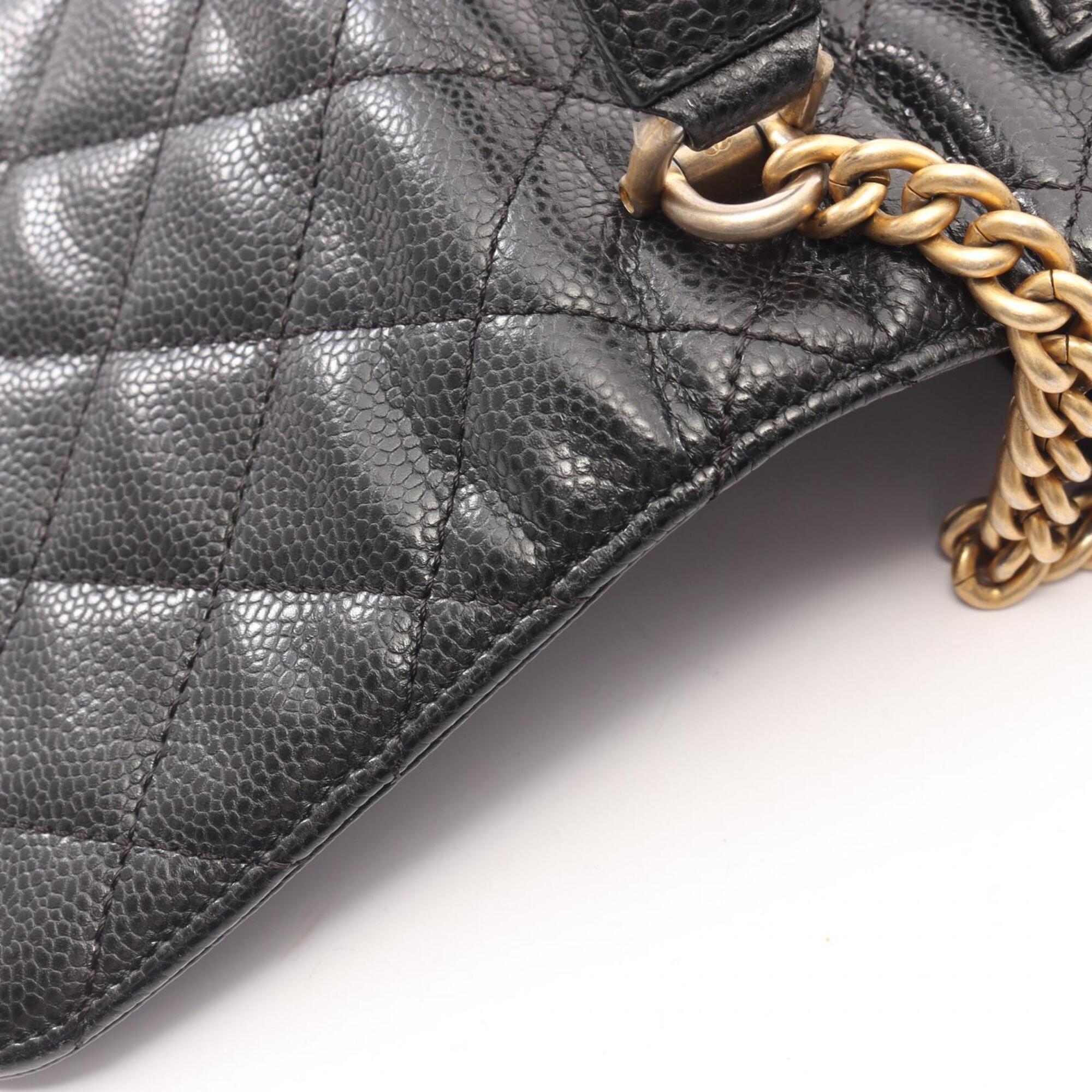 Chanel Black Grained Calfskin Handbag Shoulder Bag (Pre-Owned)