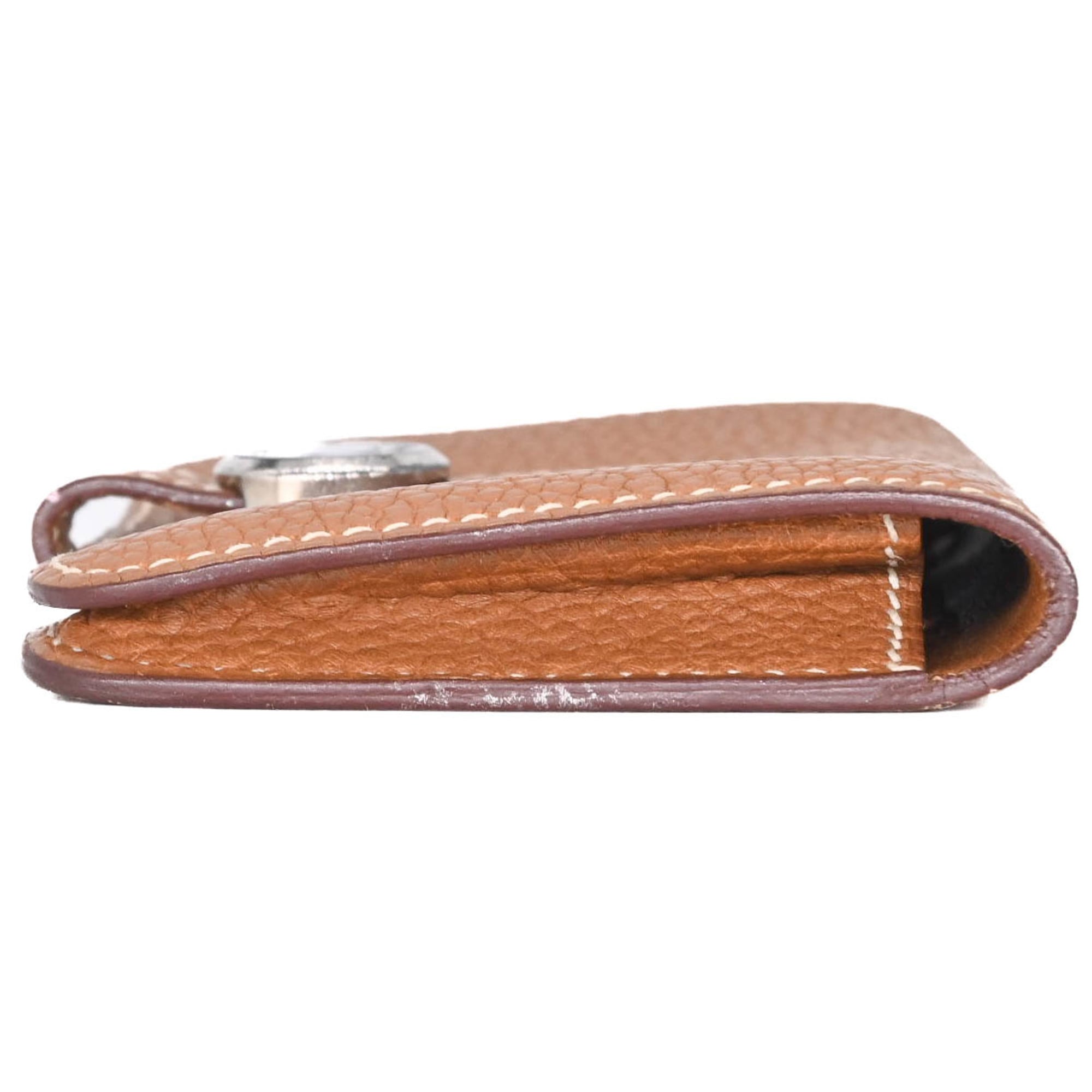 Hermes Gold Brown Togo Leather Coin Purse/Coin Case (Pre-Owned)