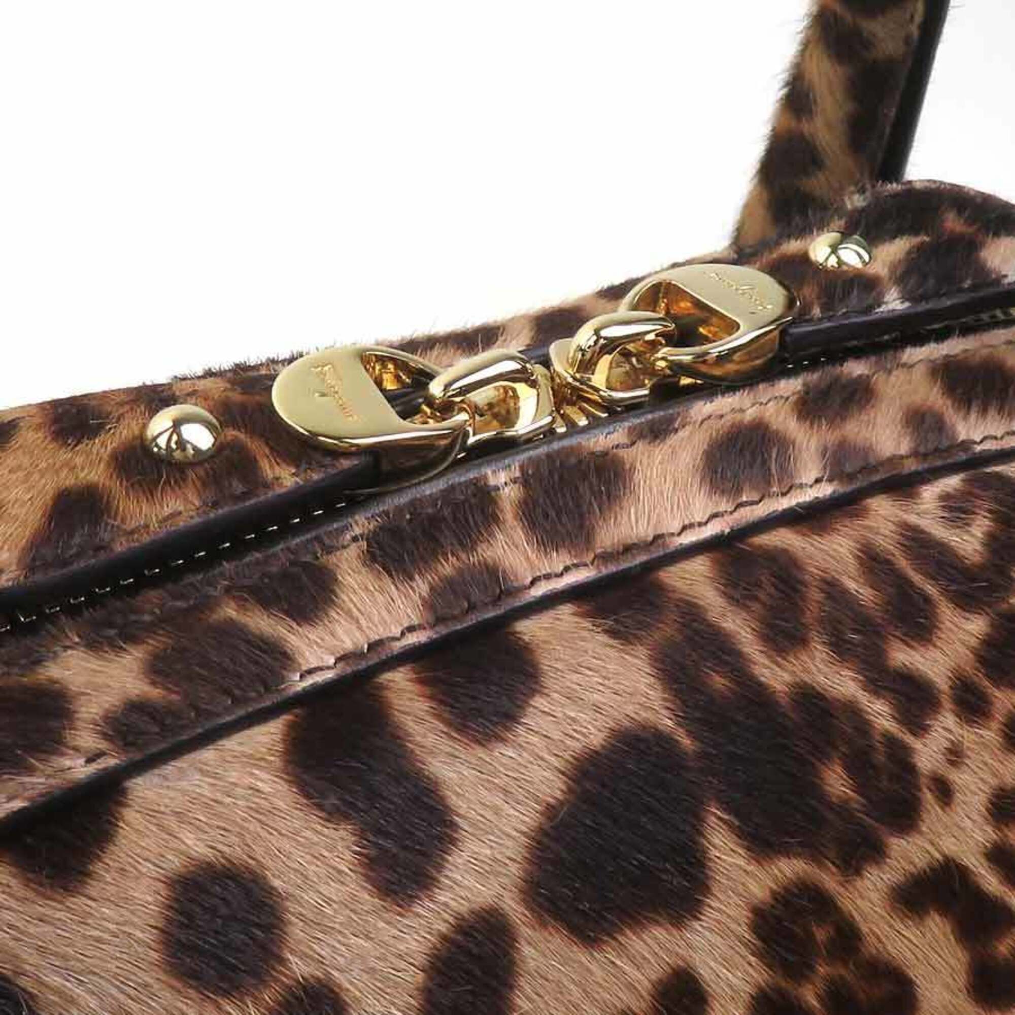 Salvatore Ferragamo Brown Suede Leather Handbag Shoulder Bag (Pre-Owned)