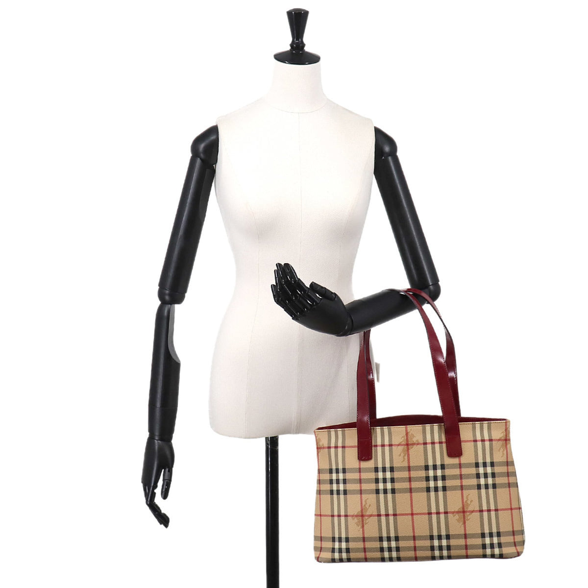 Burberry Beige Red Color Pvc Leather Tote Bag (Pre-Owned)