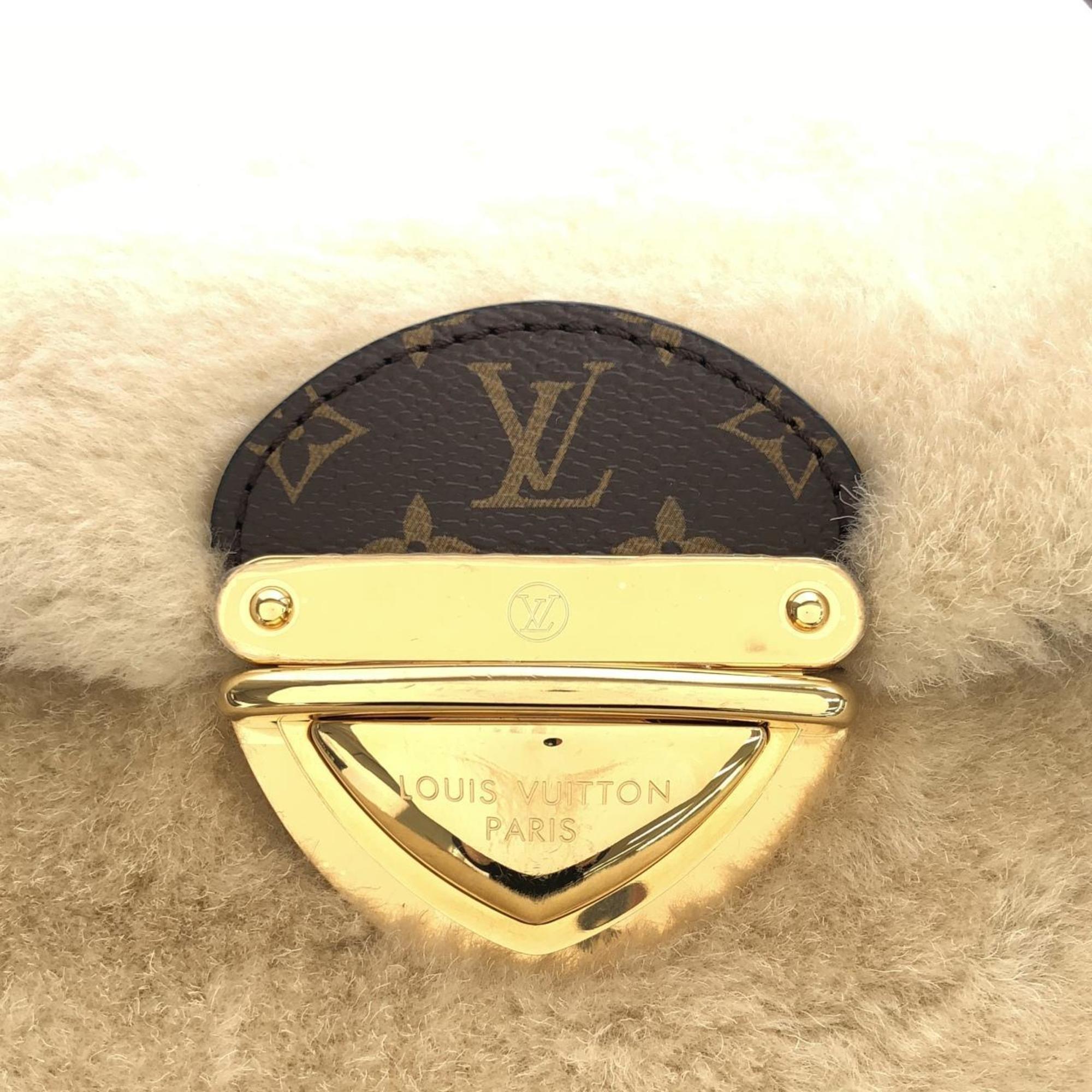 Louis Vuitton Beige Cream Coated Canvas Shoulder Bag (Pre-Owned)