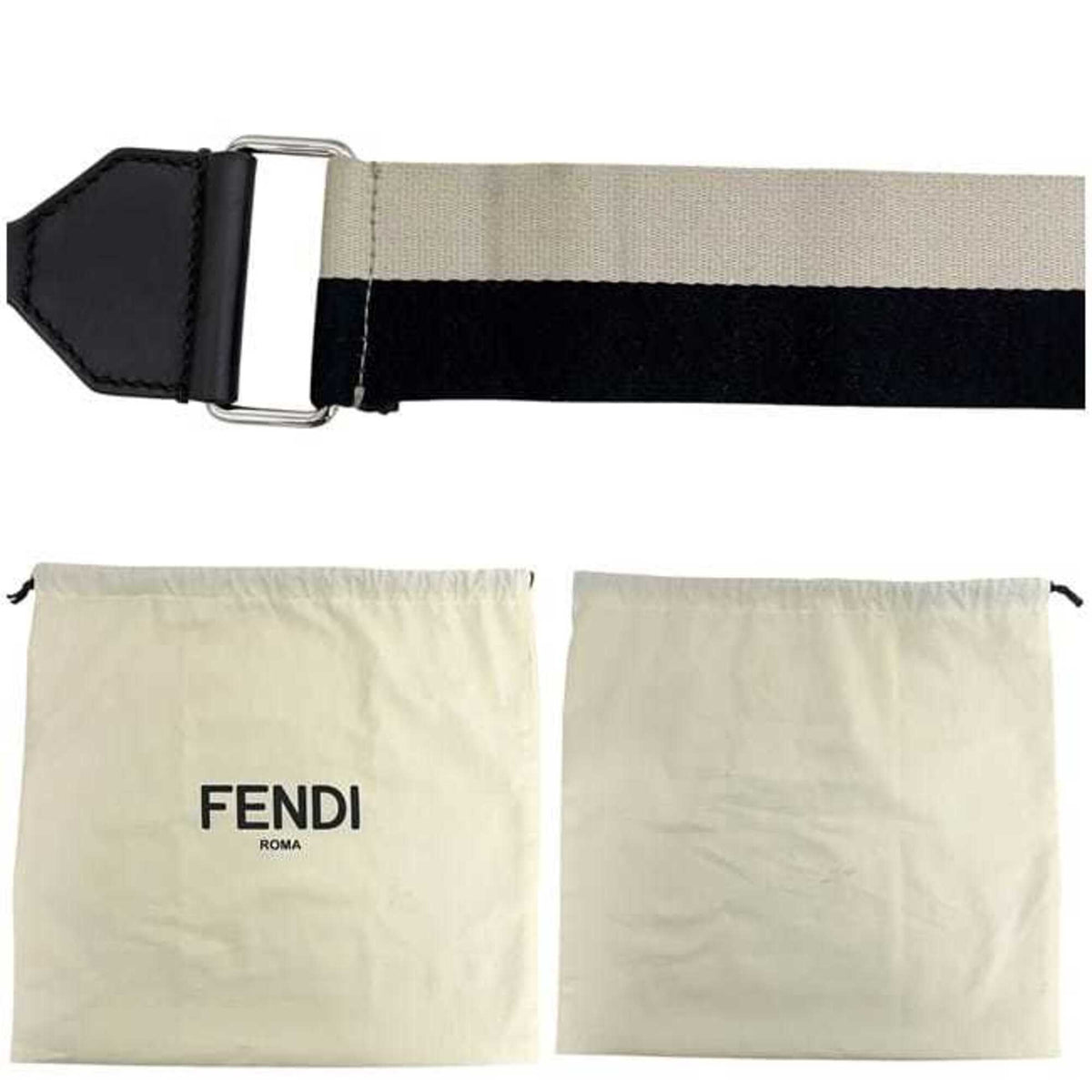 Fendi Beige Black Brown Leather Shoulder Bag (Pre-Owned)