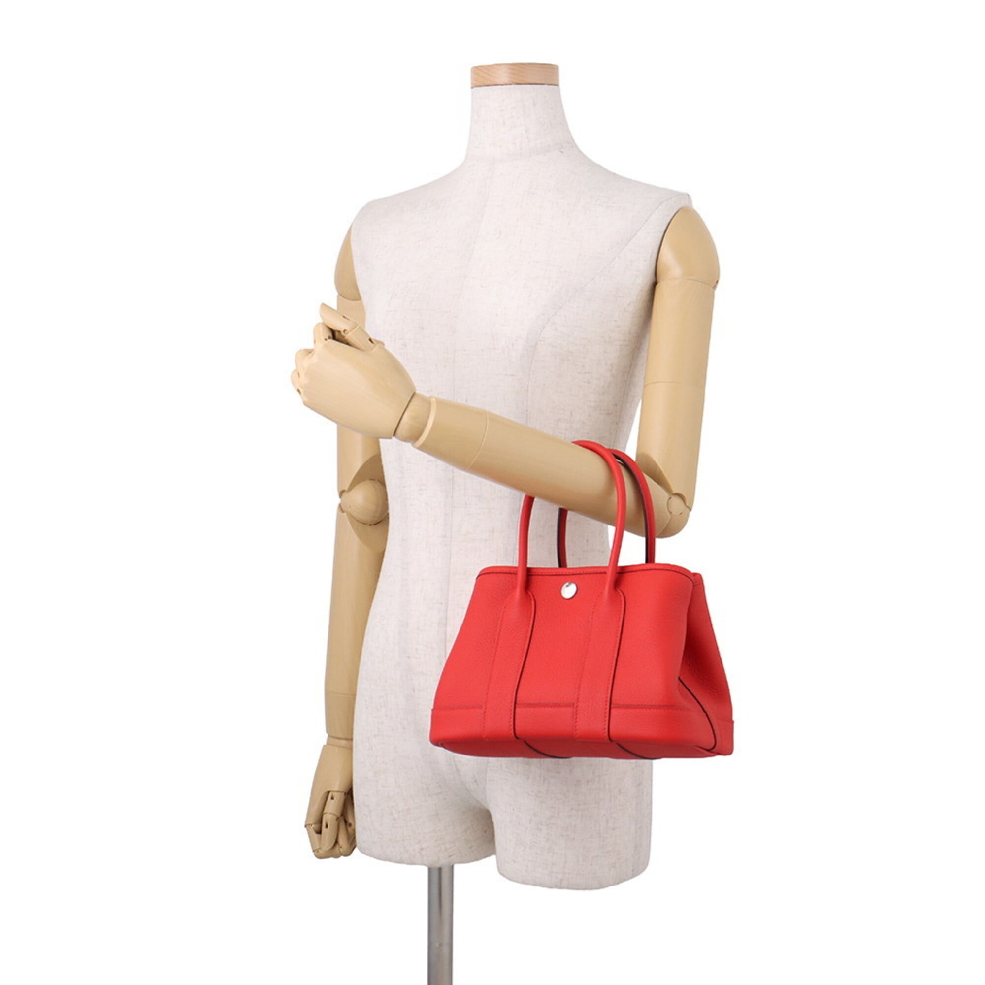 Hermes Garden Silver Negonda Leather Handbag Tote Bag
