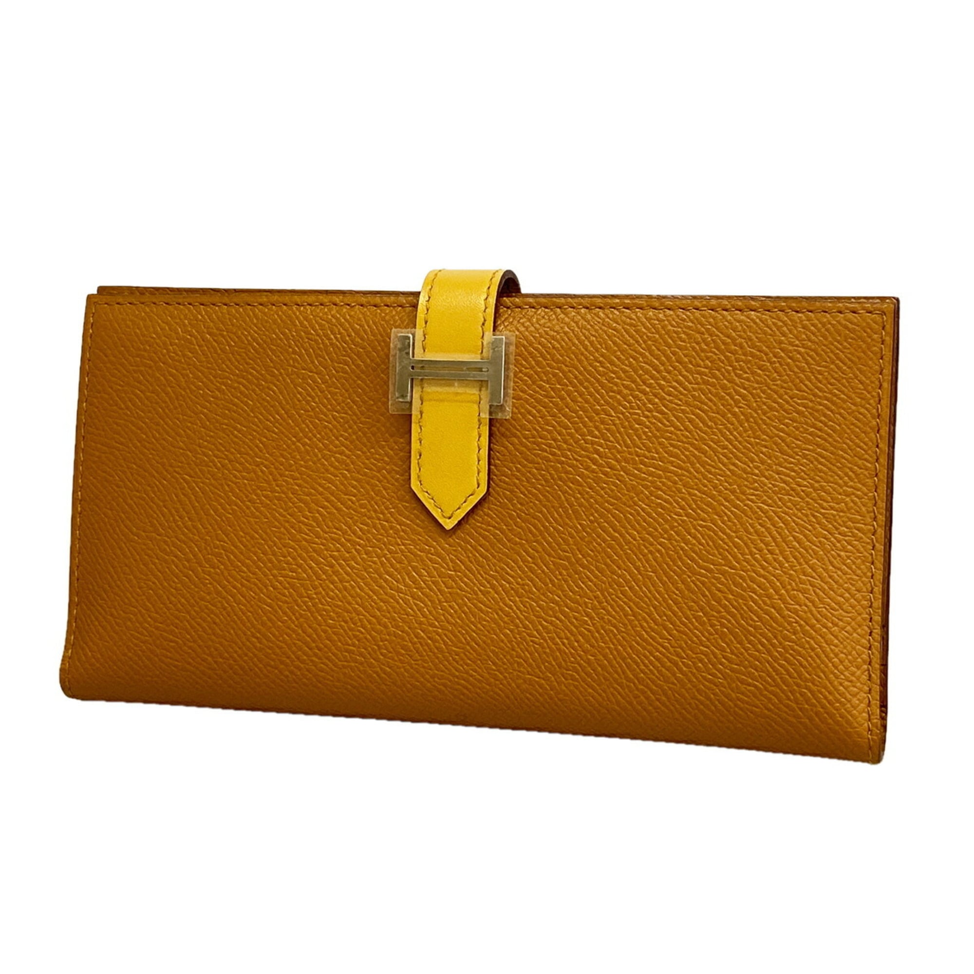 Hermes Caramel Tadelakt Leather Epsom Leather Leather Long Wallet (Bi-Fold) (Pre-Owned)