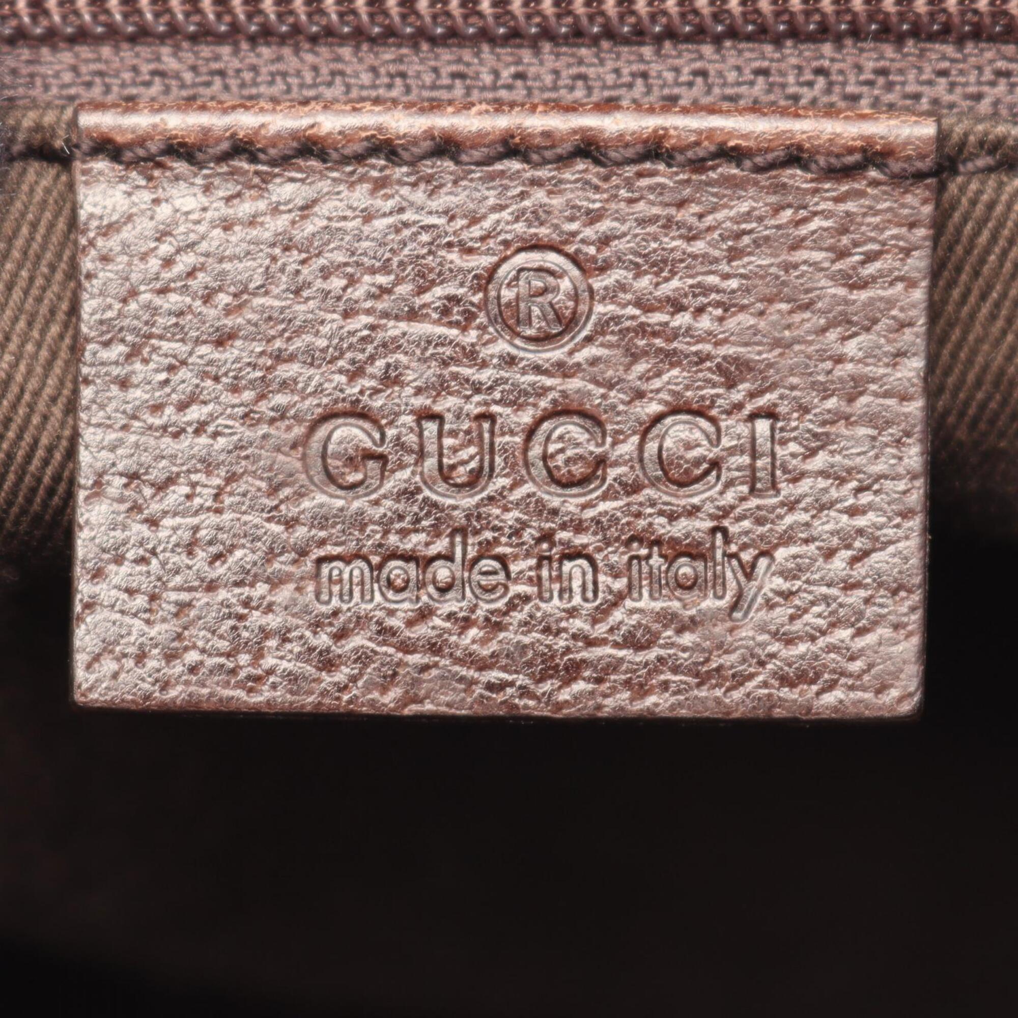 Gucci Beige Brown Canvas Leather Handbag (Pre-Owned)