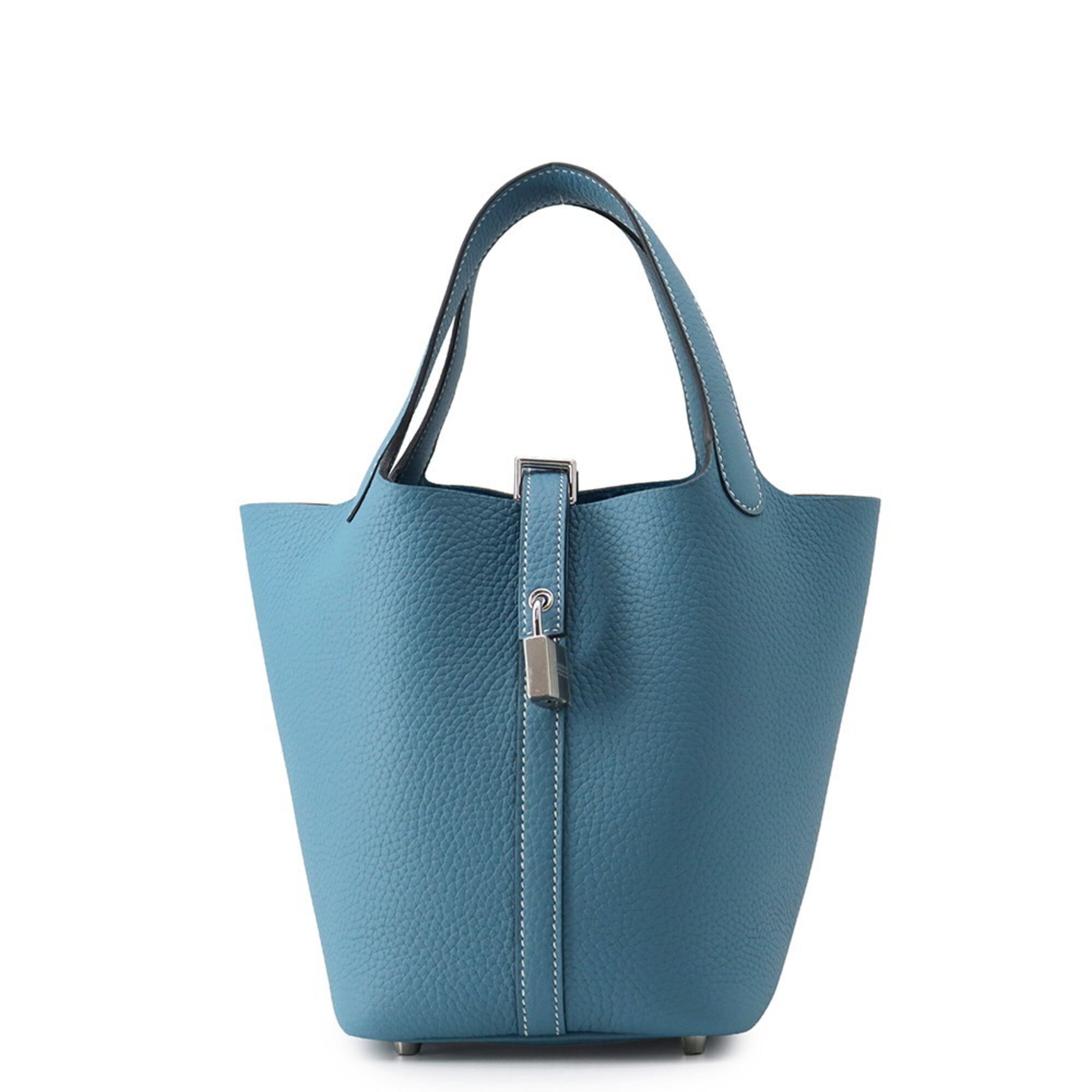 Hermes Blue Taurillon Clemence Leather Tote Bag (Pre-Owned)