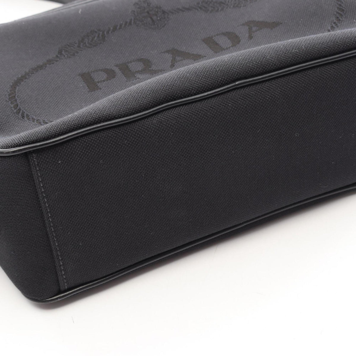 Prada Black Canvas Leather Shoulder Bag (Pre-Owned)