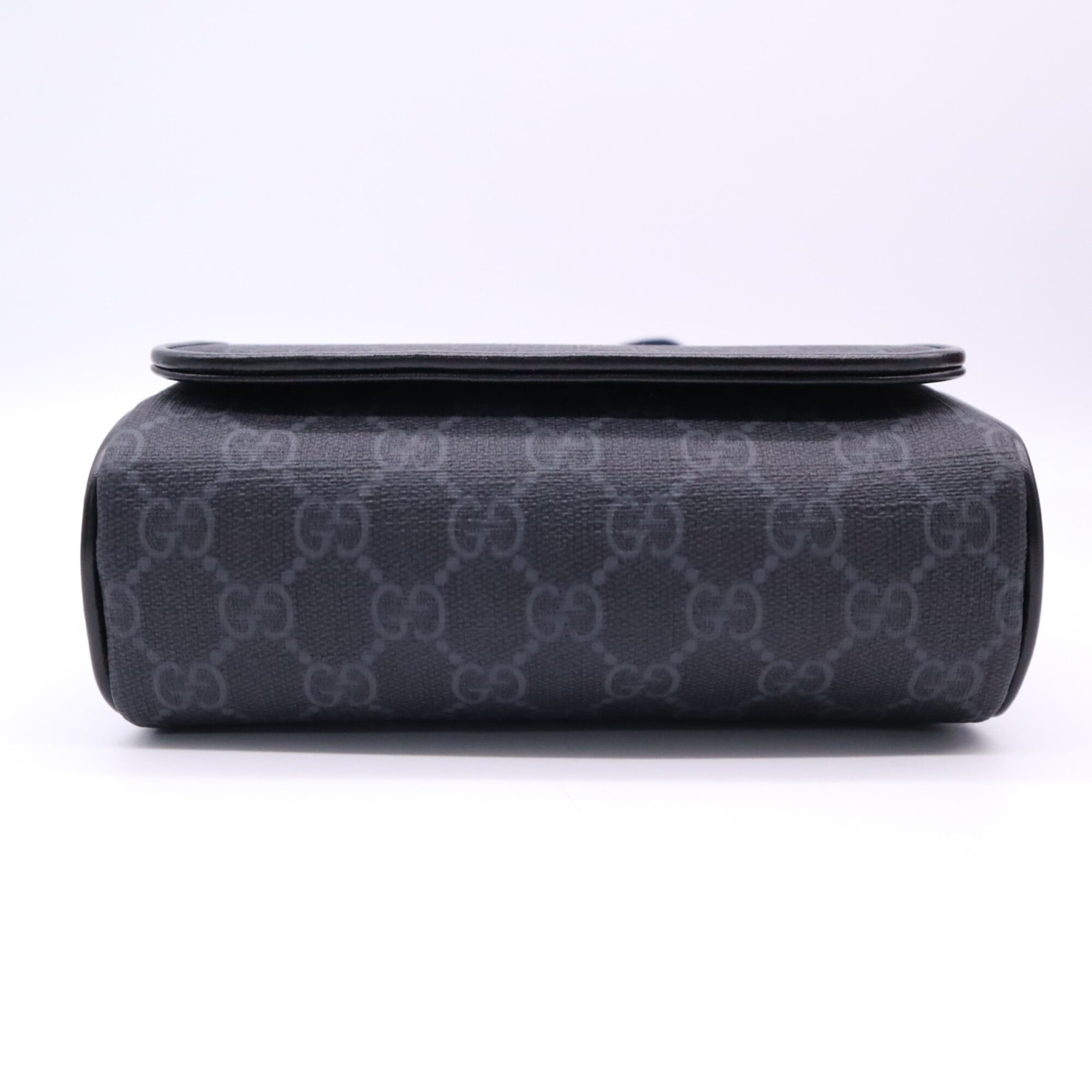 Gucci Black Gray Coated Canvas Leather Crossbody Bag Shoulder Bag (Pre-Owned)