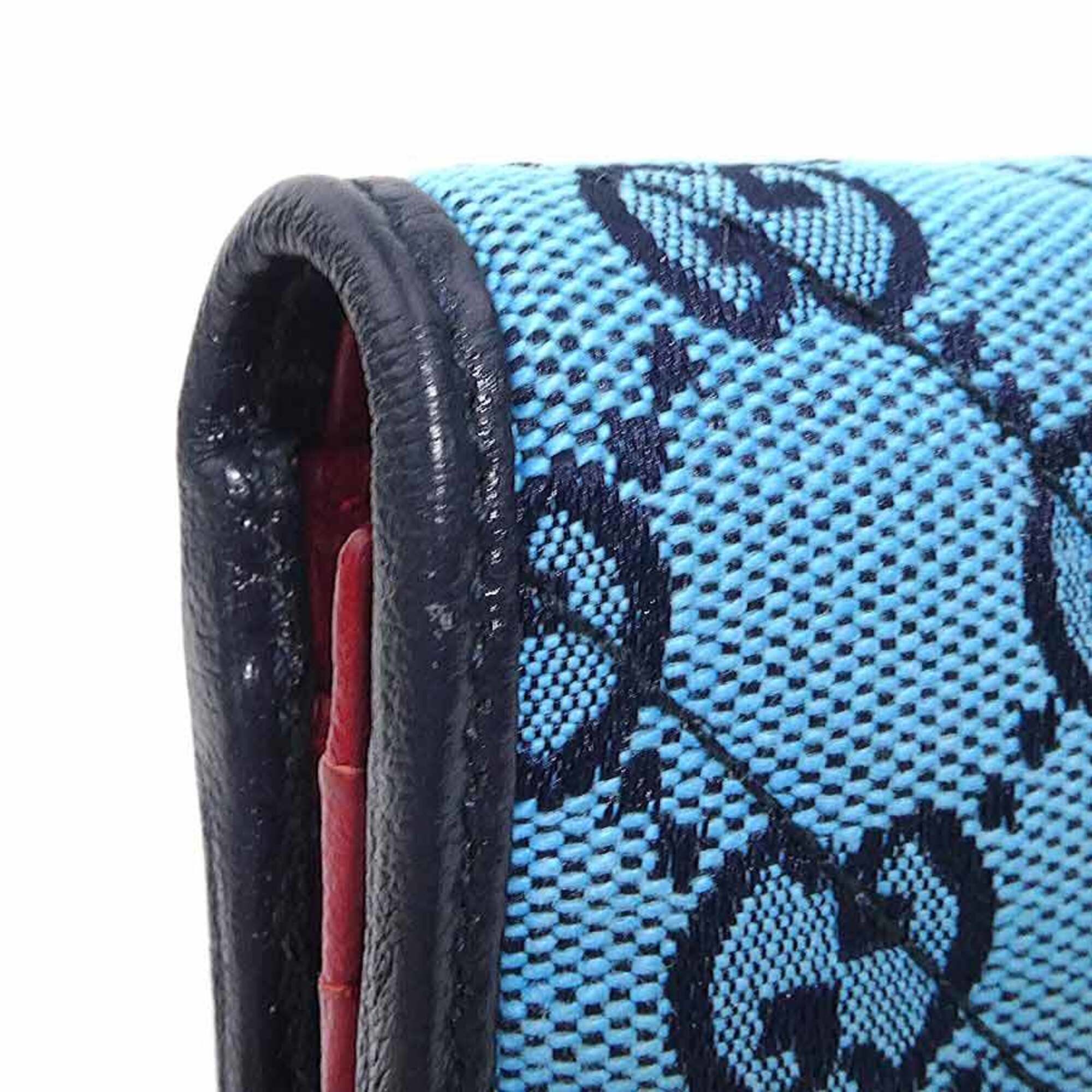 Gucci Blue Pink Gg Canvas Wallet (Bi-Fold) (Pre-Owned)