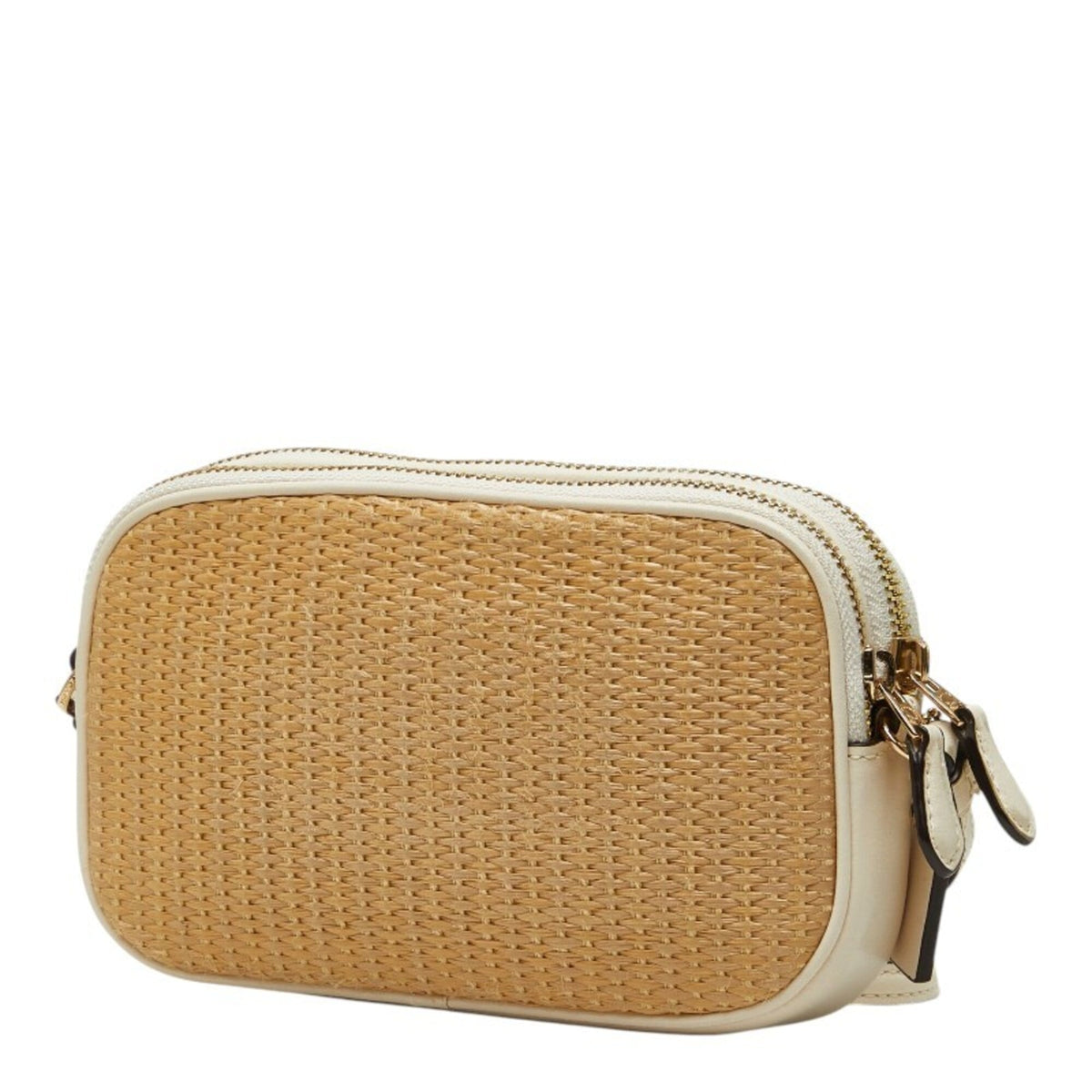 Coach Beige Off-White Raffia Leather Pochette Shoulder Bag (Pre-Owned)