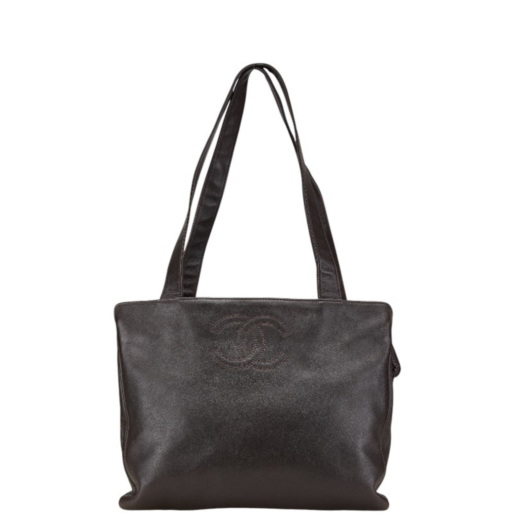 Chanel Brown Leather Shoulder Bag Tote Bag (Pre-Owned)