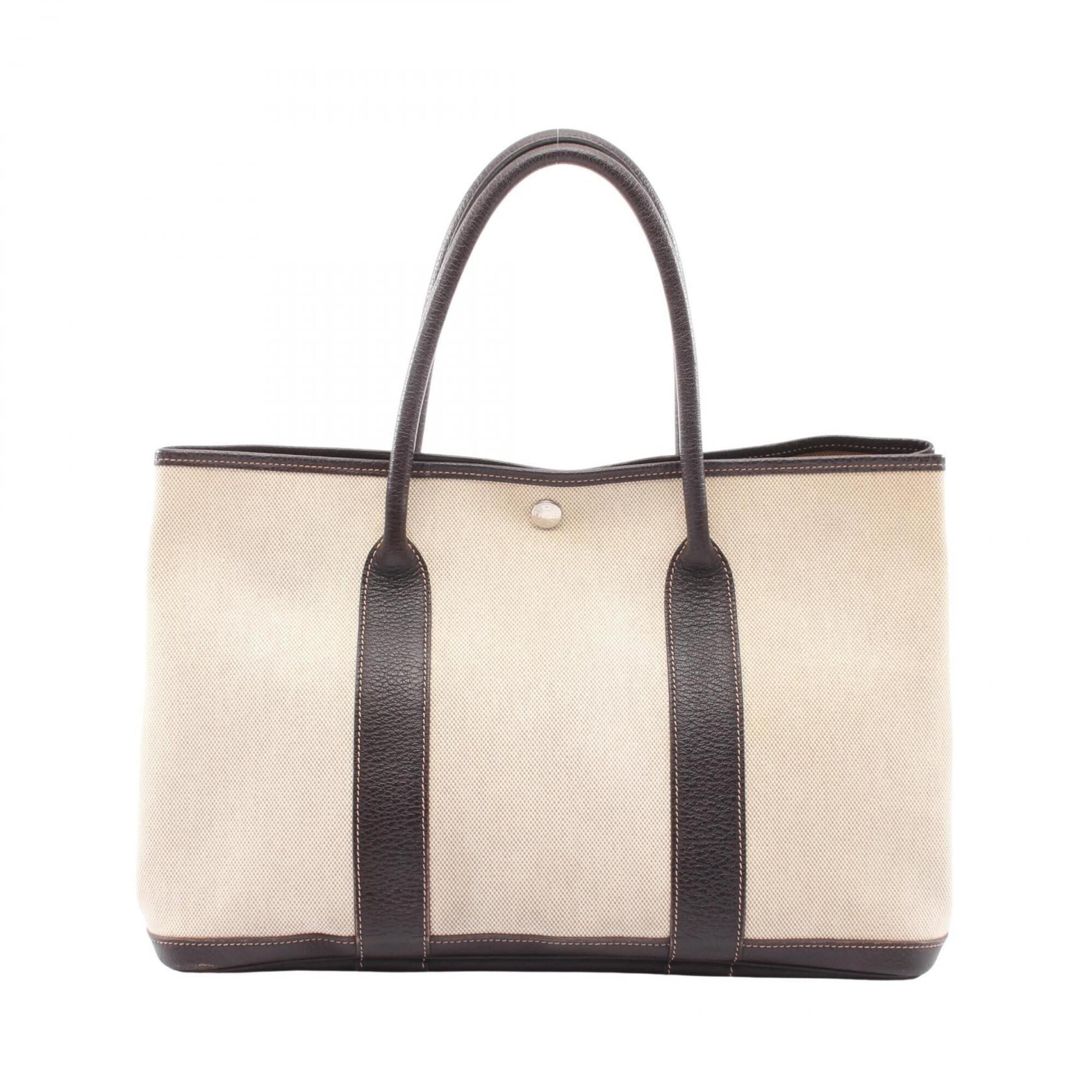 Hermes Brown Ivory Toile H Buffalo Leather Handbag Tote Bag (Pre-Owned)