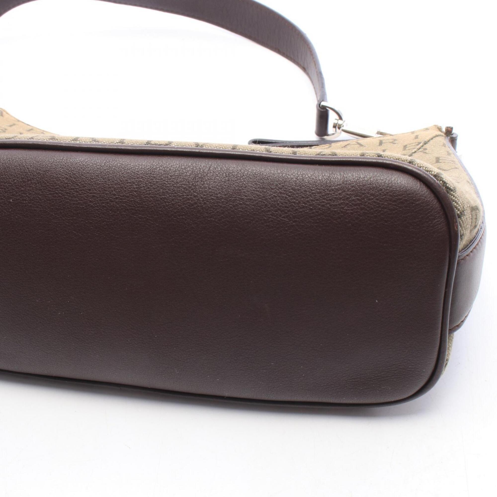 Bvlgari Brown Khaki Canvas Leather Handbag Shoulder Bag (Pre-Owned)