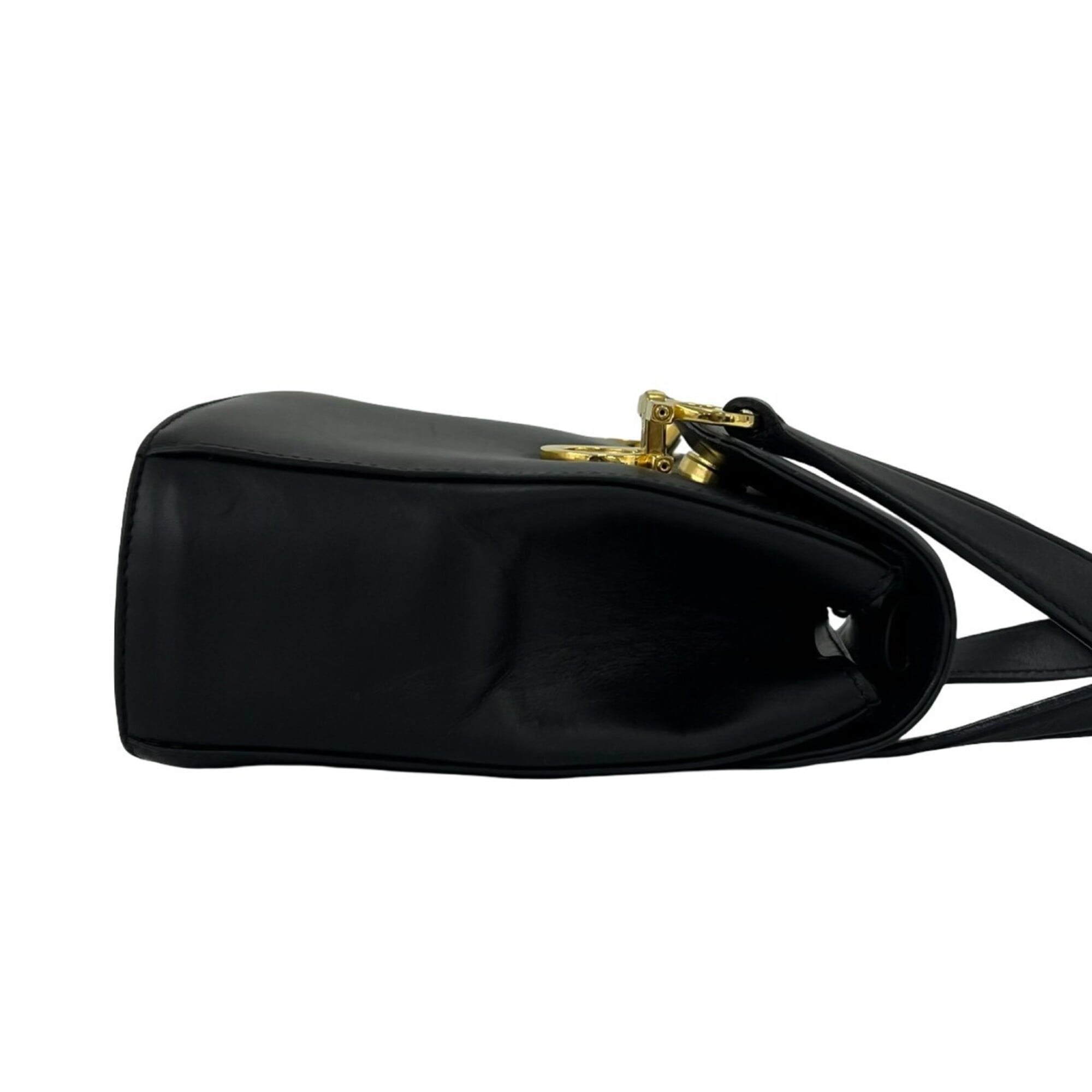 Salvatore Ferragamo Black Leather Handbag Shoulder Bag (Pre-Owned)