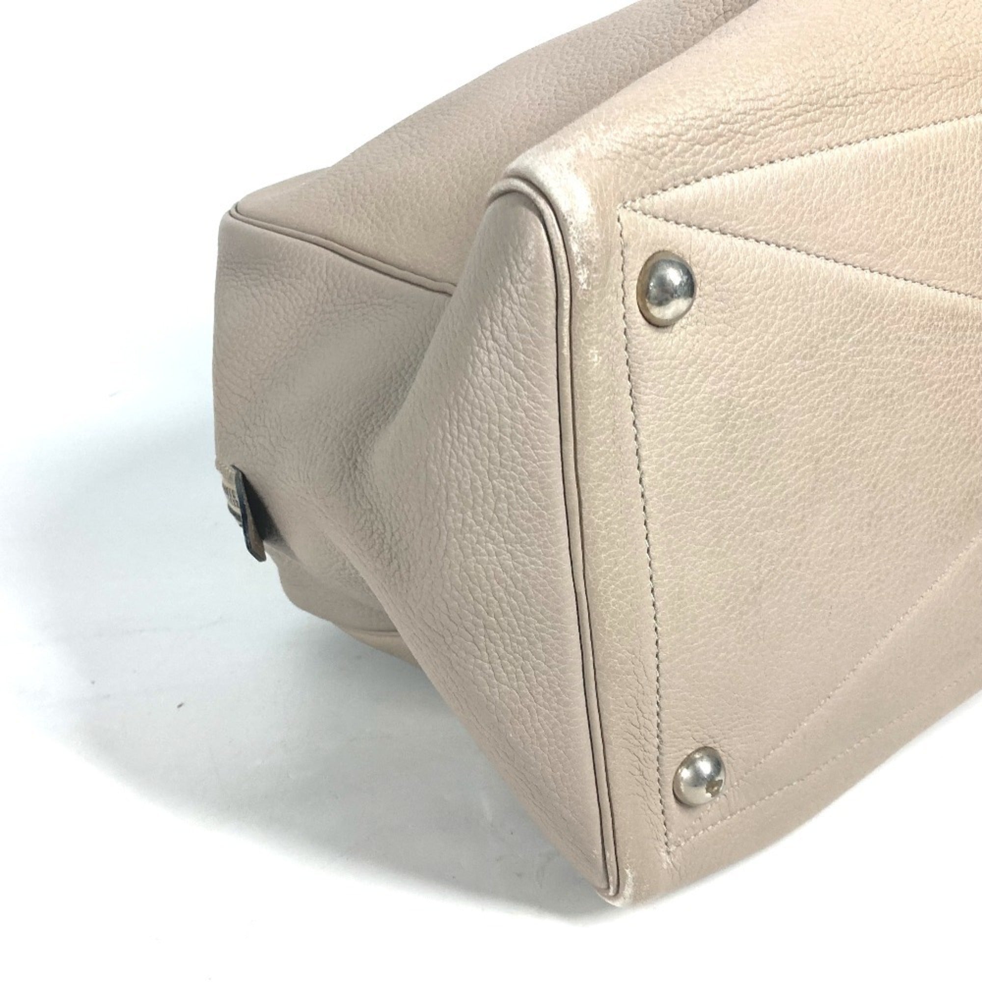 Hermes Beige Taurillon Clemence Leather Boston Bag Shoulder Bag (Pre-Owned)