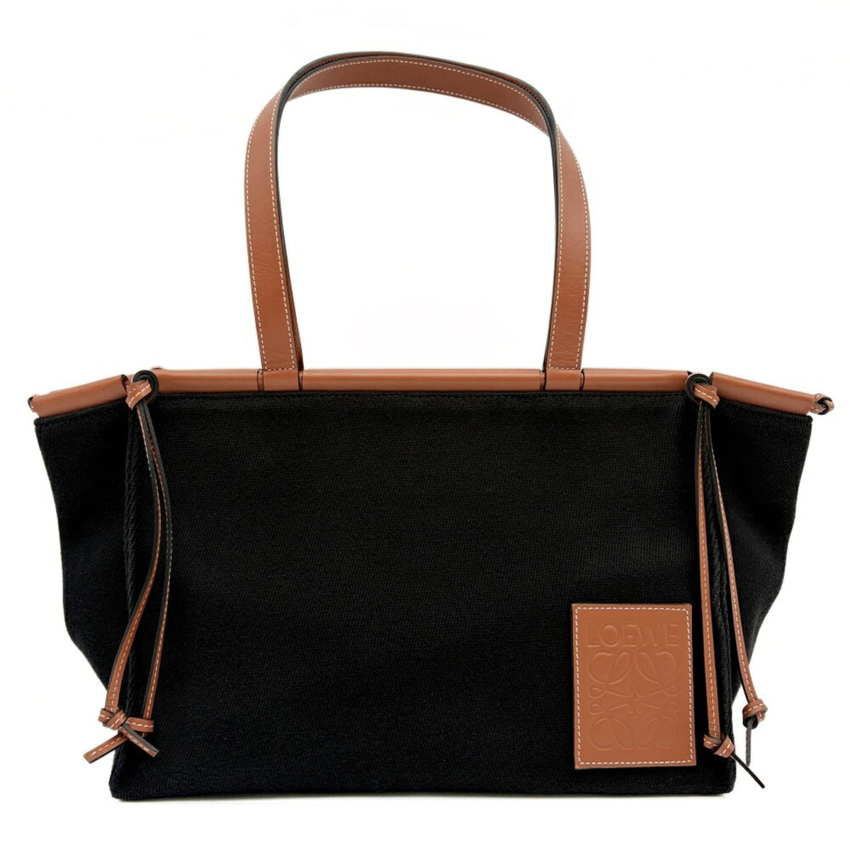 Loewe Black Canvas Leather Shoulder Bag Tote Bag (Pre-Owned)
