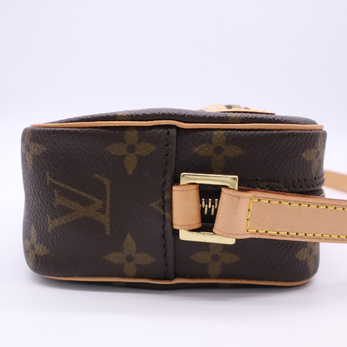 Louis Vuitton Beige Brown Coated Canvas Leather Pochette Shoulder Bag (Pre-Owned)