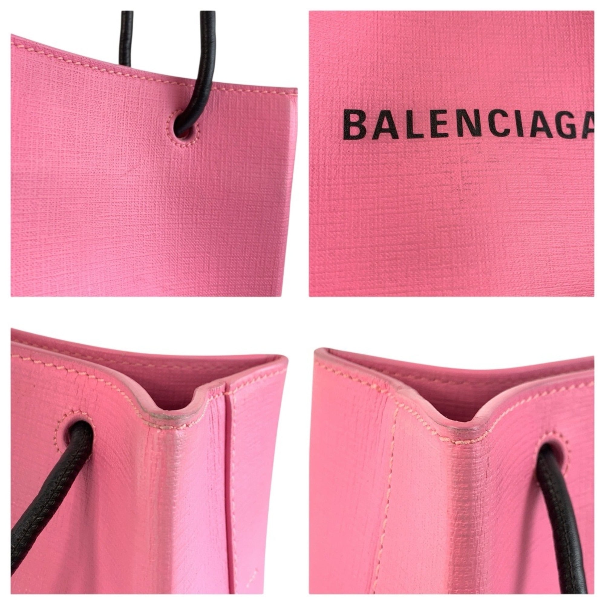 Balenciaga Black Pink Leather Shoulder Bag Tote Bag (Pre-Owned)