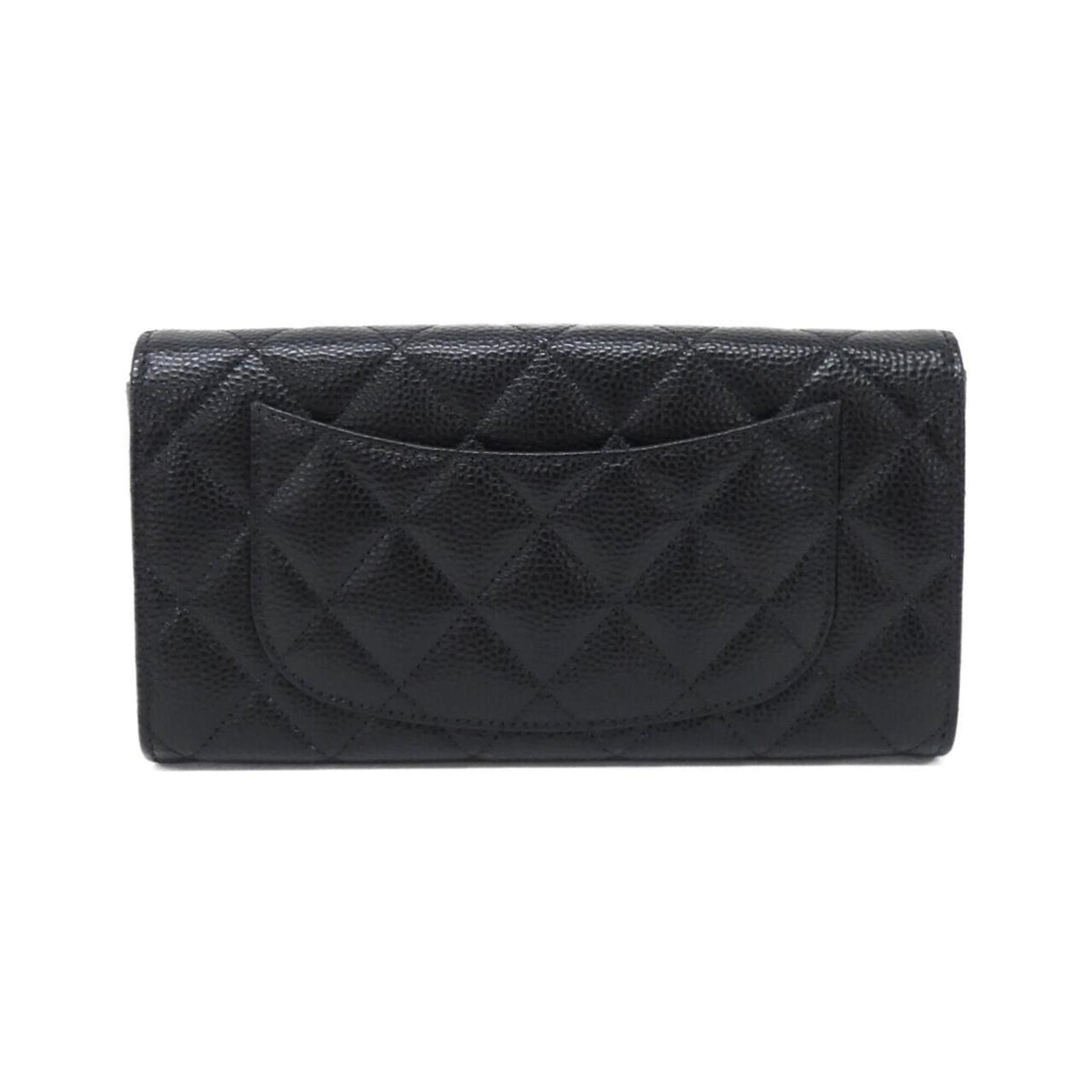 Chanel Black Bordeaux Grained Calfskin Long Wallet (Bi-Fold) (Pre-Owned)