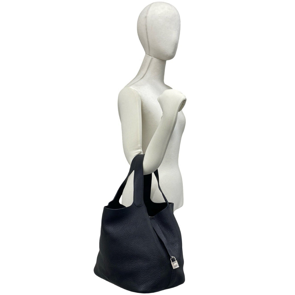 Hermes Black Taurillon Clemence Leather Handbag Tote Bag (Pre-Owned)