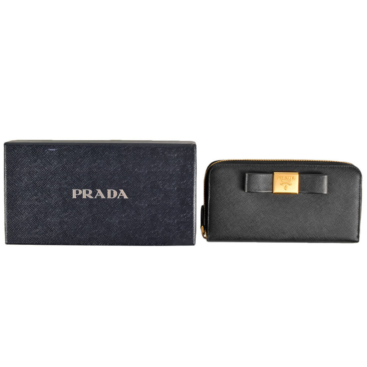 Prada Black Saffiano Long Wallet (Bi-Fold) (Pre-Owned)