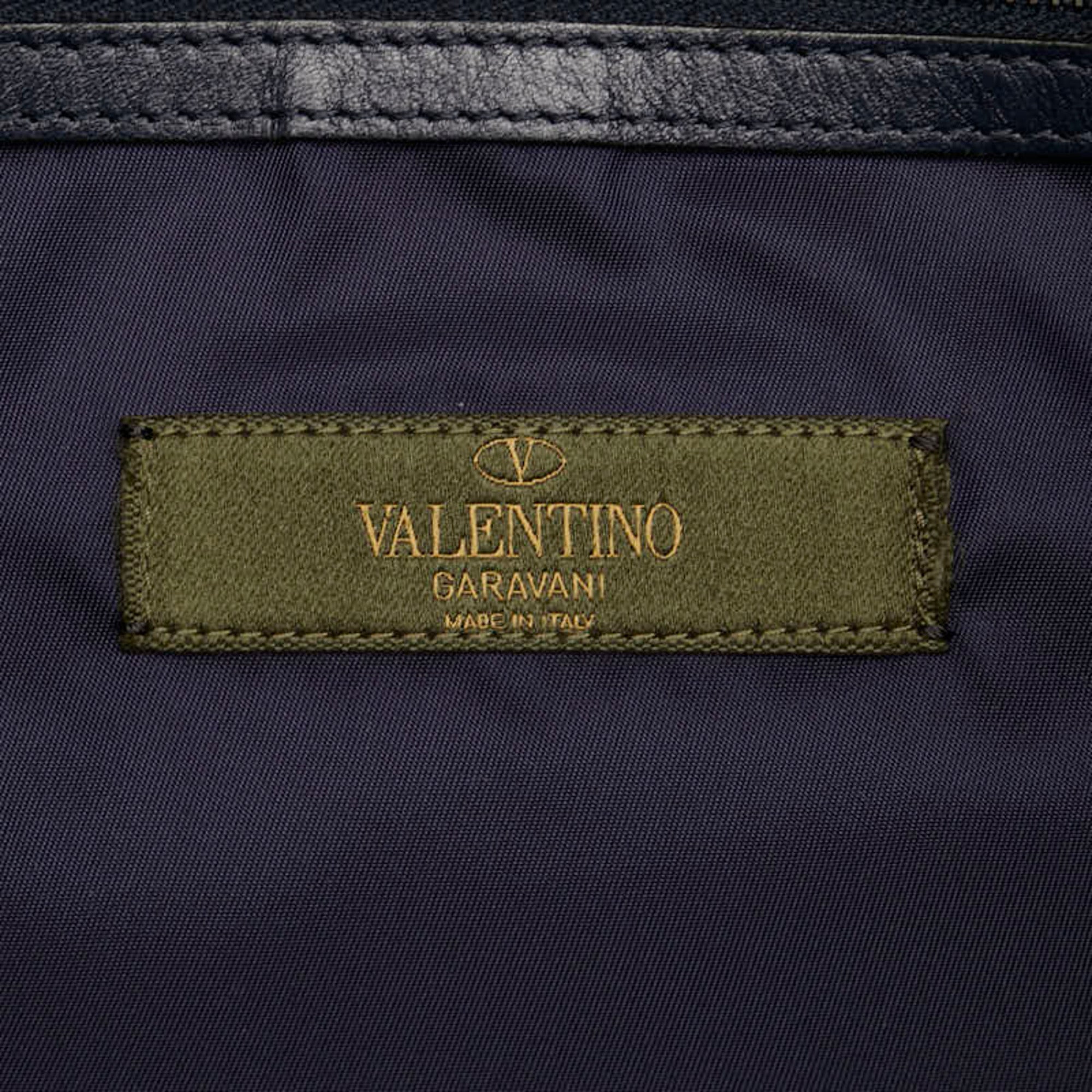 Valentino Blue Camouflage Navy Nylon Leather Shoulder Bag Tote Bag (Pre-Owned)