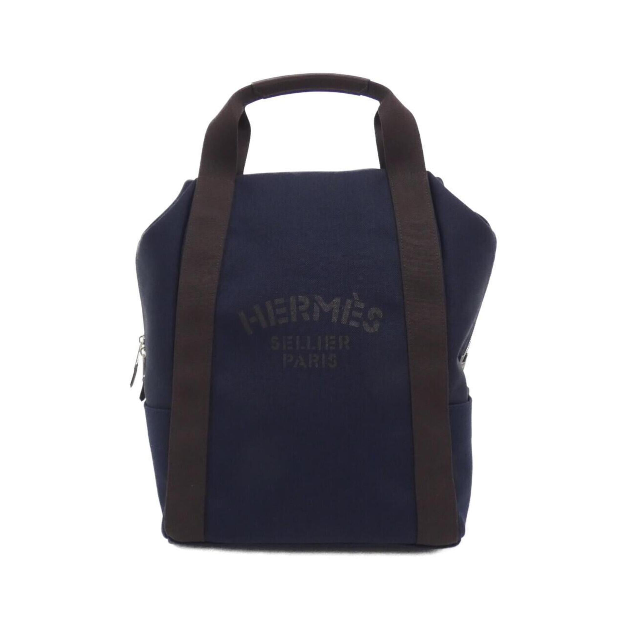 Hermes Blue Feu Navy Canvas Backpack (Pre-Owned)