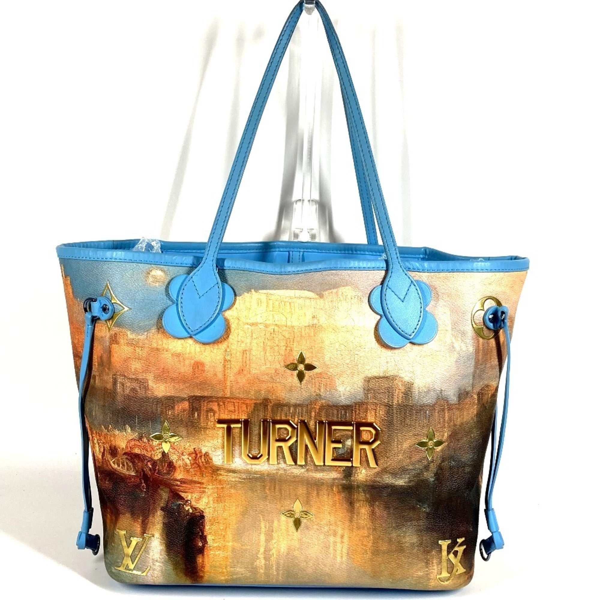 Louis Vuitton Blue Leather Coated Canvas Pouch Shoulder Bag Tote Bag (Pre-Owned)