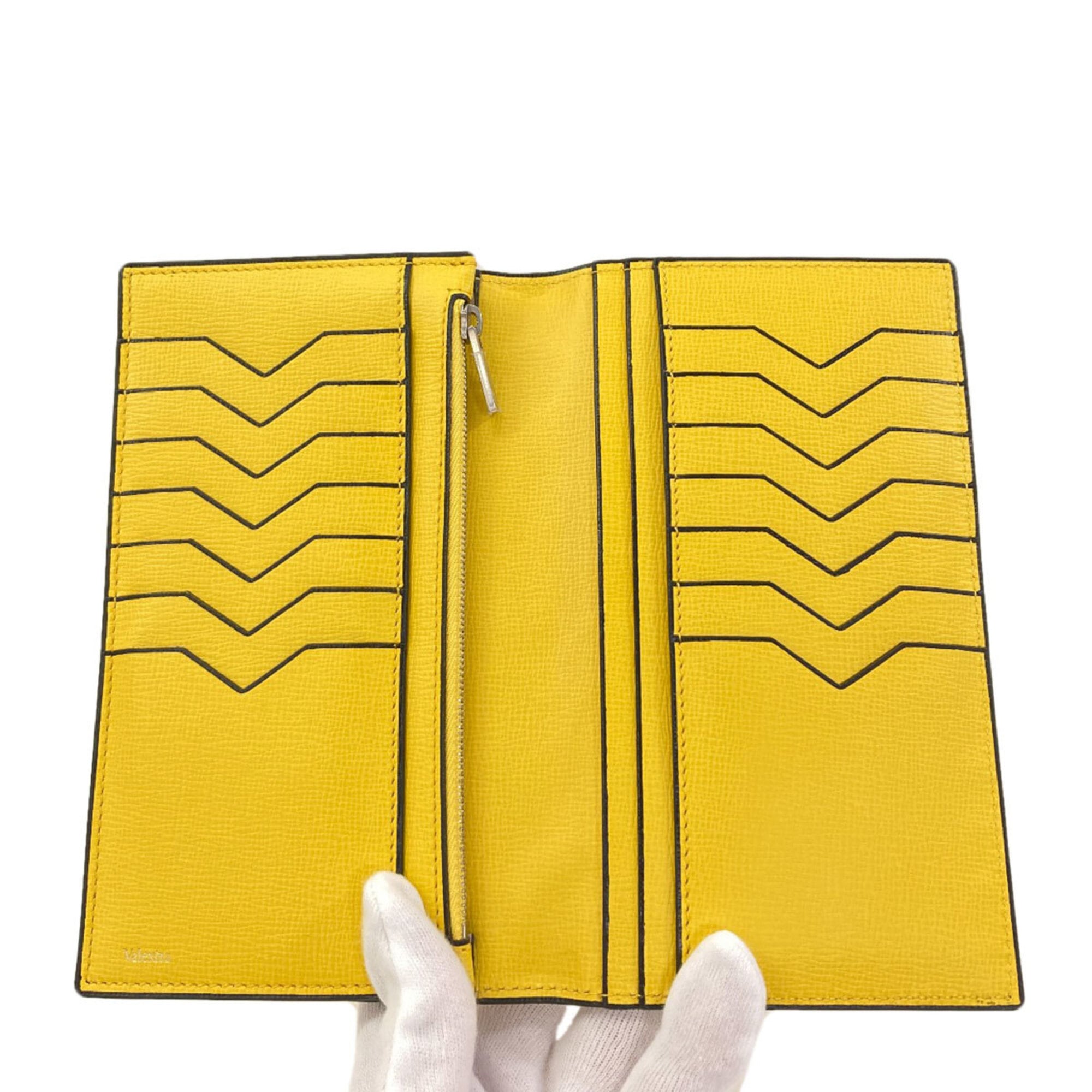 Valextra Yellow Leather Long Wallet (Bi-Fold) (Pre-Owned)