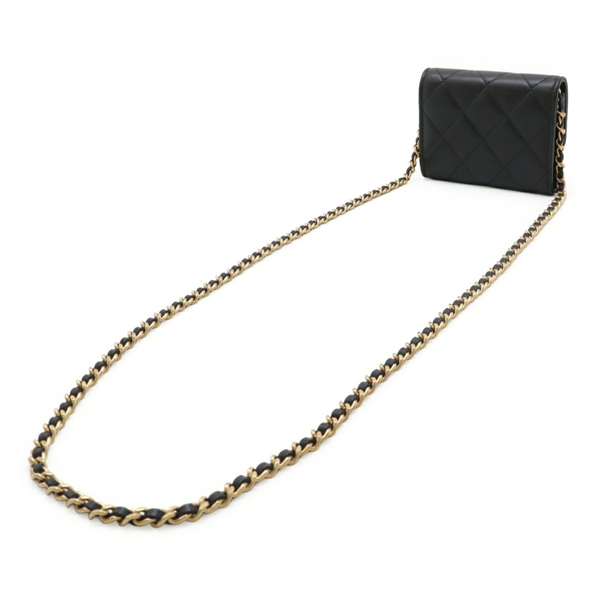 Chanel Matelasse Black Leather Chain/Shoulder Wallet (Pre-Owned)